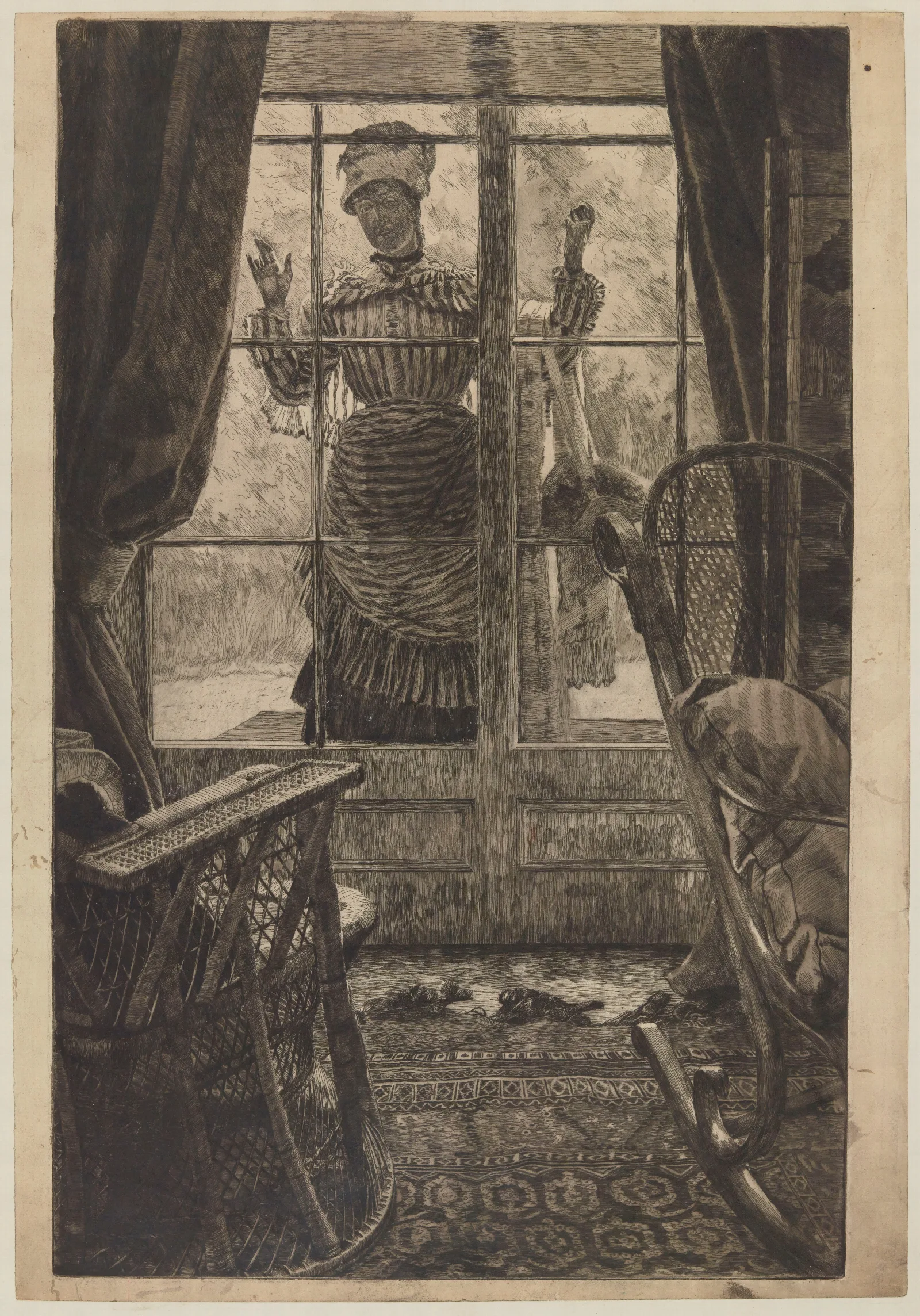 Femme A La Fenetre Wall Art by James Tissot - Canvas Print