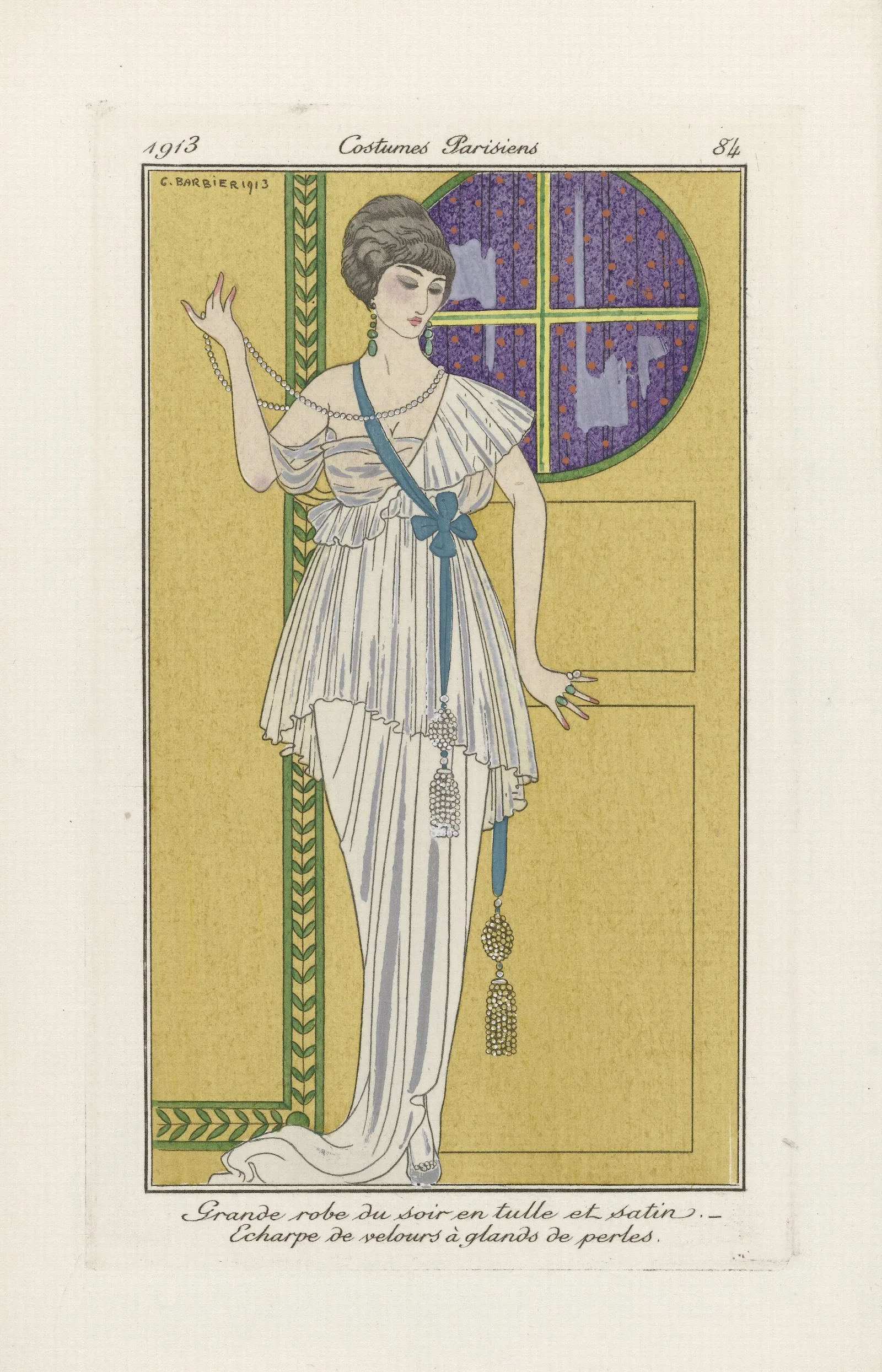 Grande Robe Du Soir En Tulle Et Satin Wall Art by George Barbier - Canvas Print