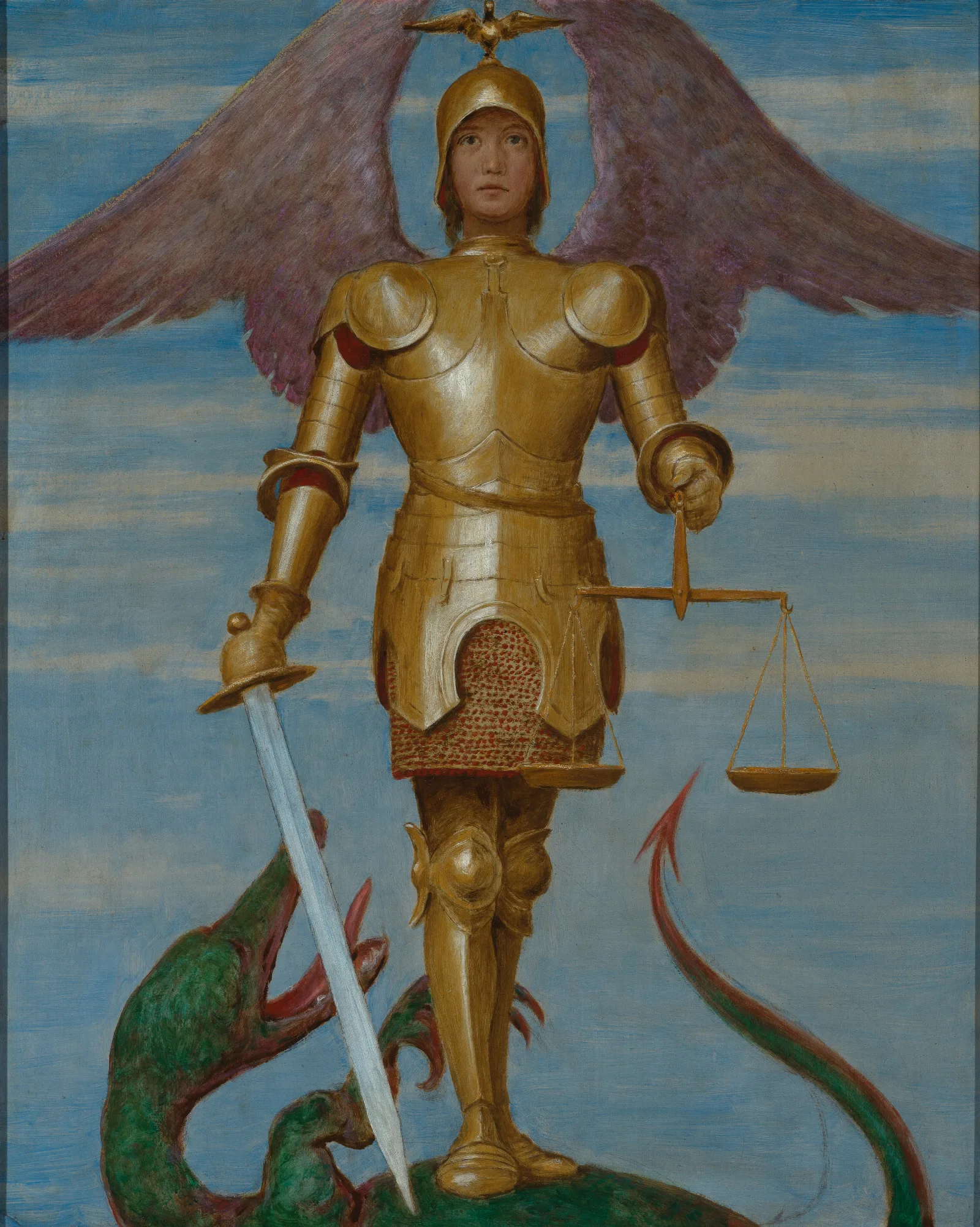 September St Michael Als Seelenwager Wall Art by Hans Thoma - Canvas Print