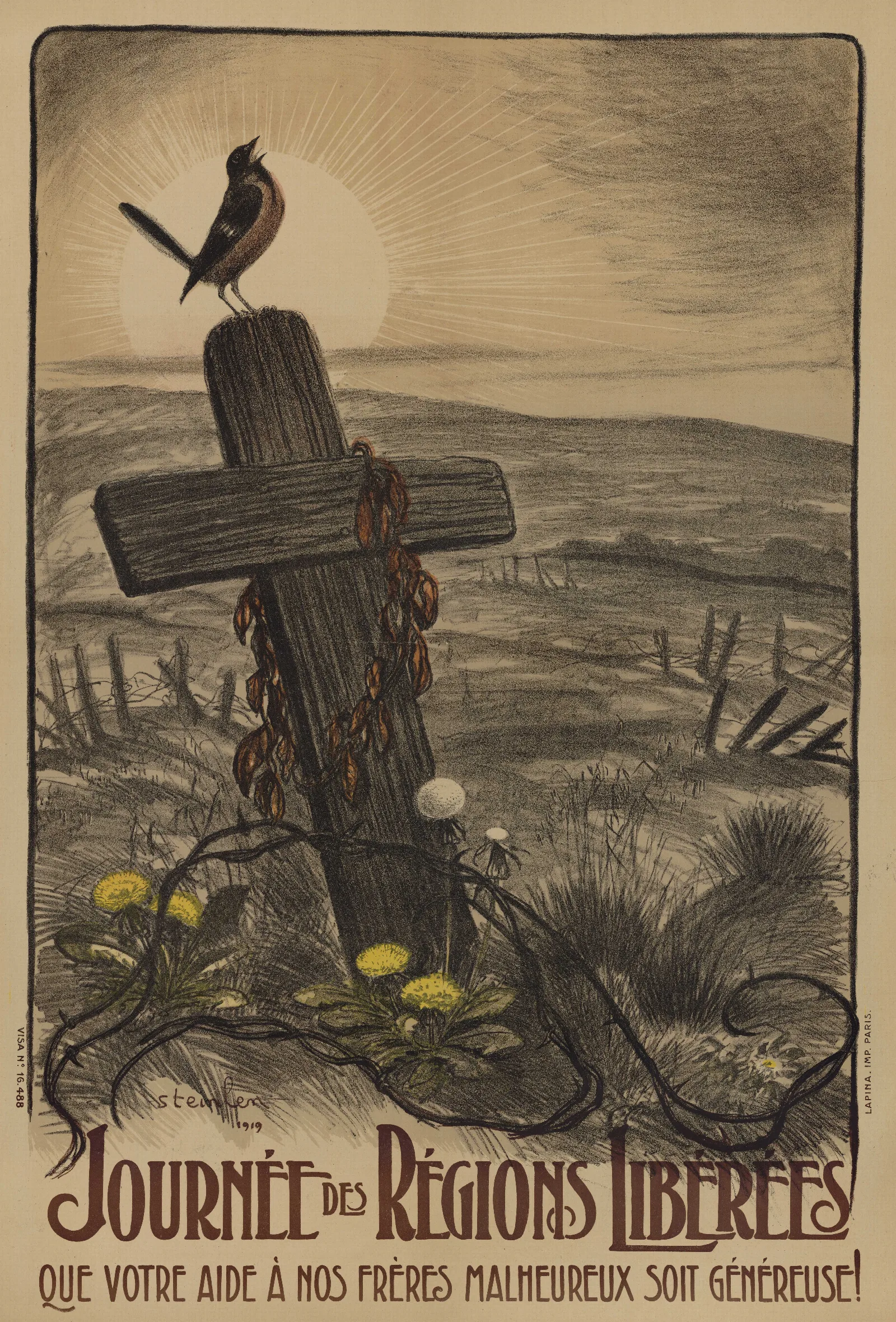 Journee Des Regions Liberees Que Votre Aide A Nos Freres Malheu Wall Art by Théophile Alexandre Steinlen - Canvas Print