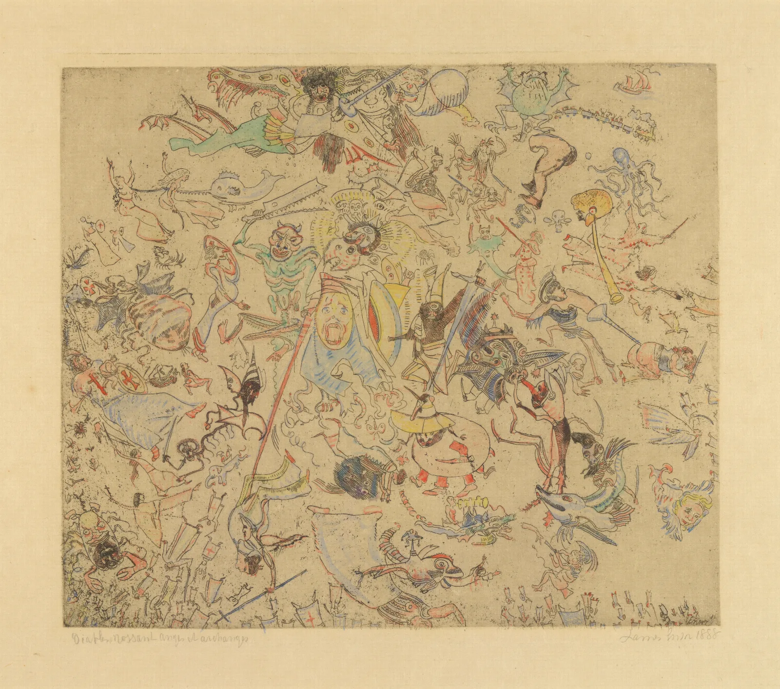 Duivels Rossen Engelen En Aartsengelen Af Wall Art by James Ensor - Canvas Print
