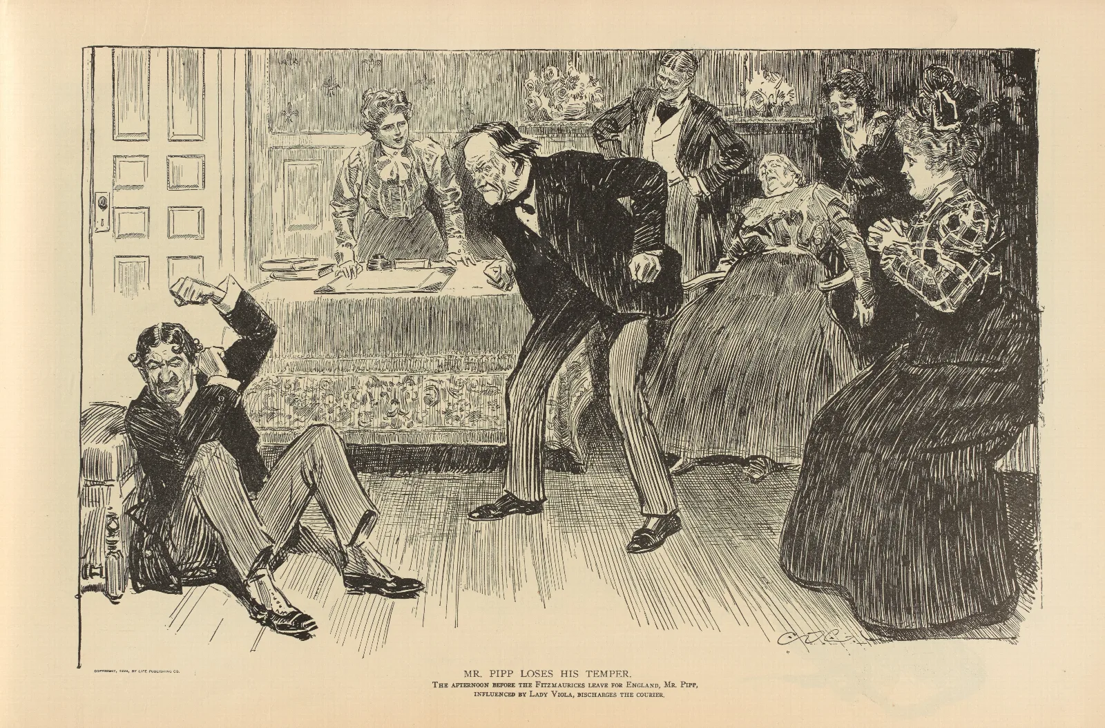 Mr Pipp Loses His Temper Wall Art by Charles Dana Gibson - Canvas Print