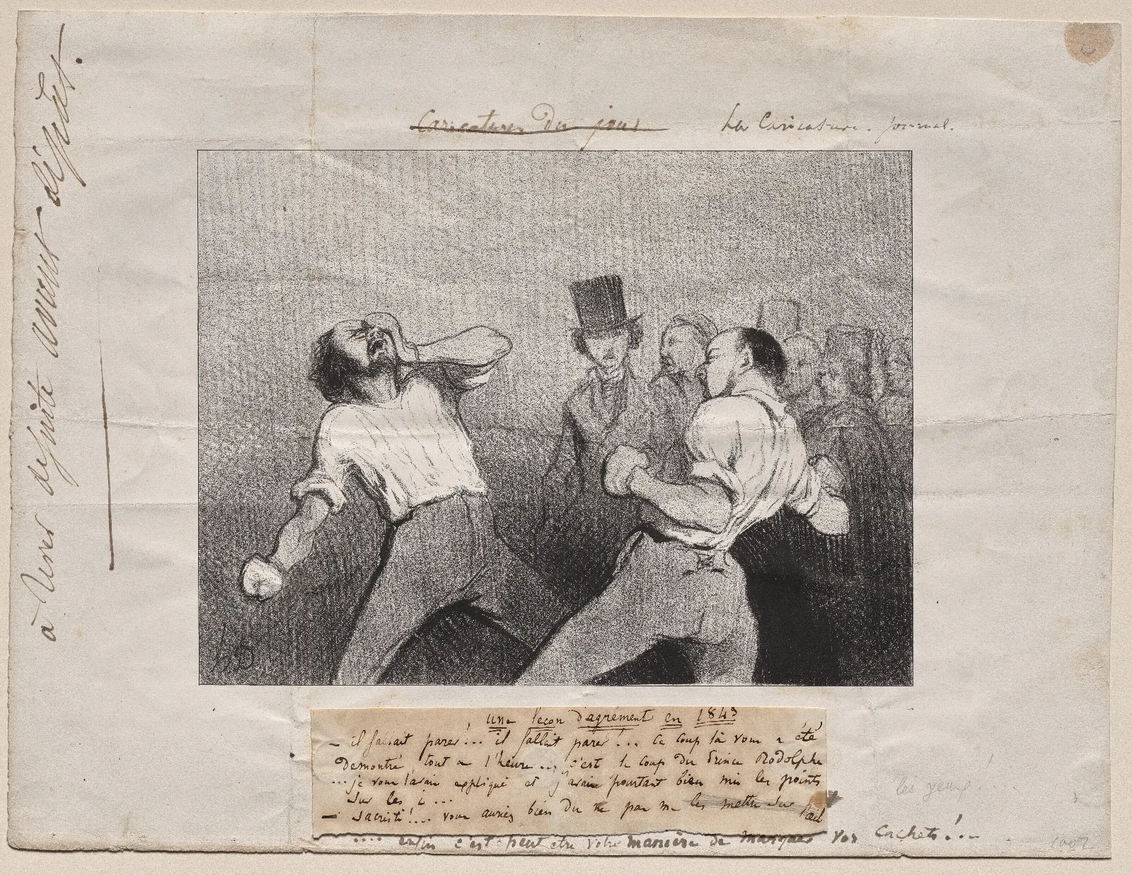 Lesson In Understanding In 1843 Wall Art by Honoré Daumier - Canvas Print