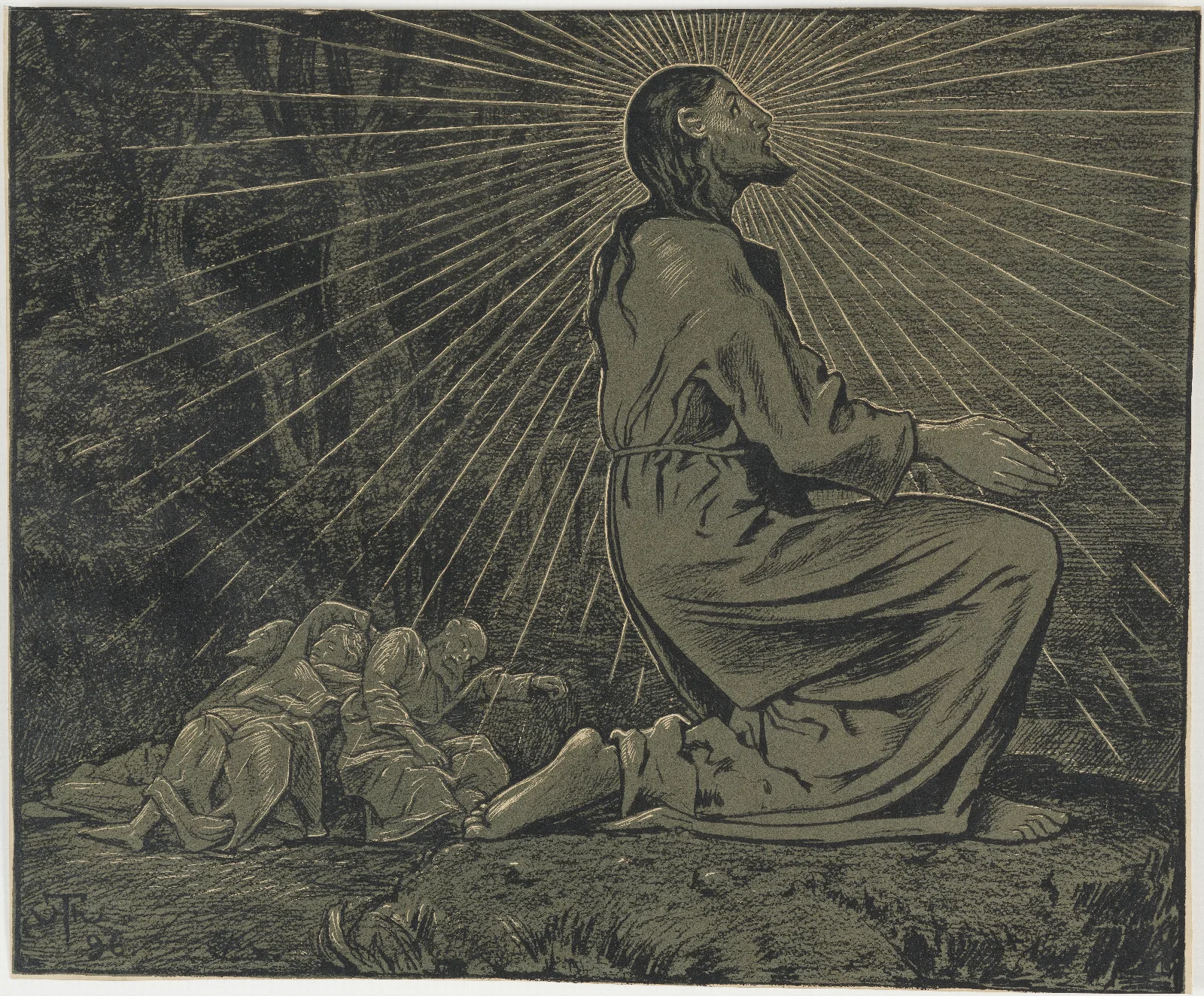 Christ On The Mount Of Olives 6 Wall Art by Hans Thoma - Canvas Print