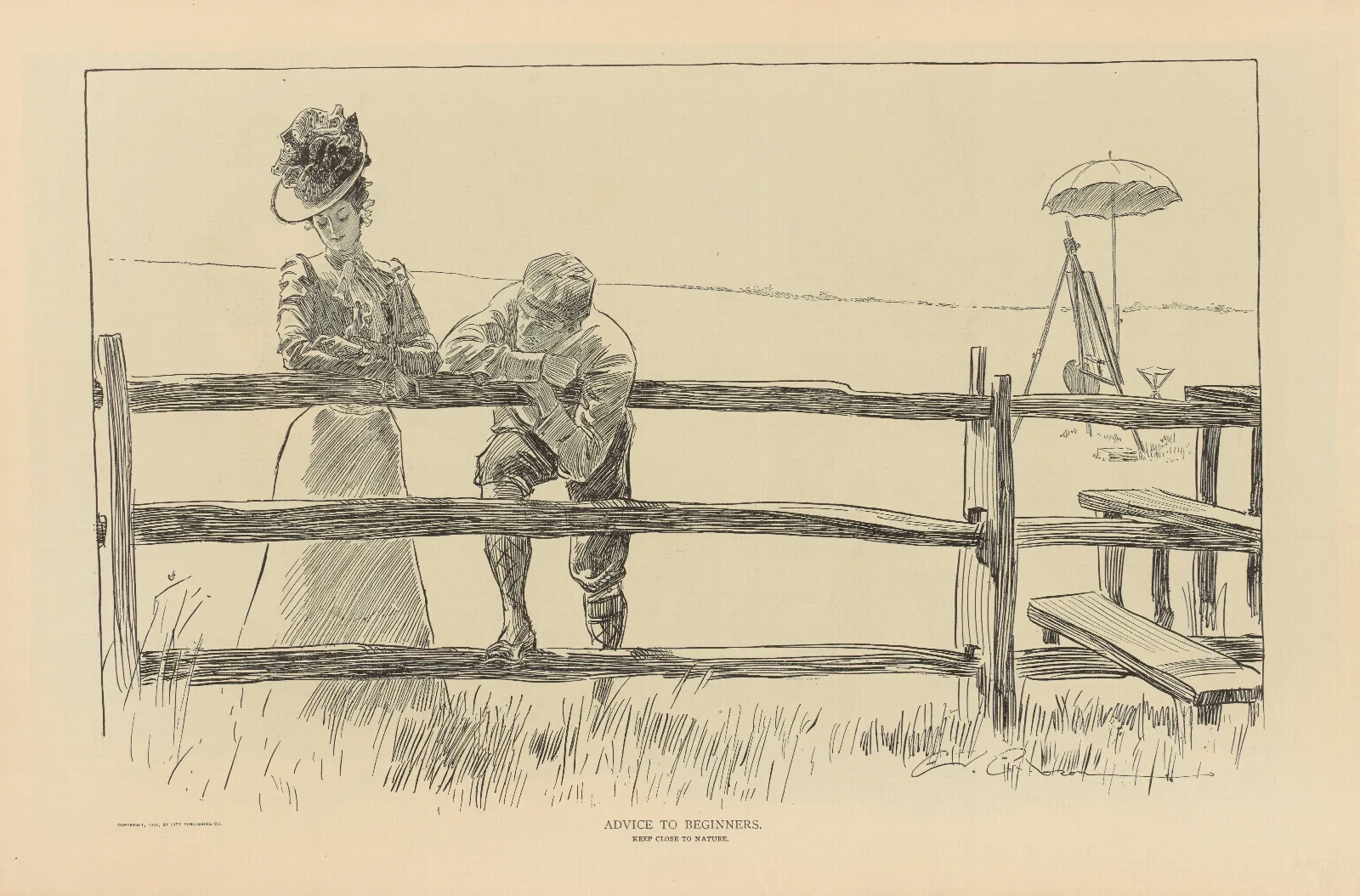 Advice To Beginners Keep Close To Nature Wall Art by Charles Dana Gibson - Canvas Print
