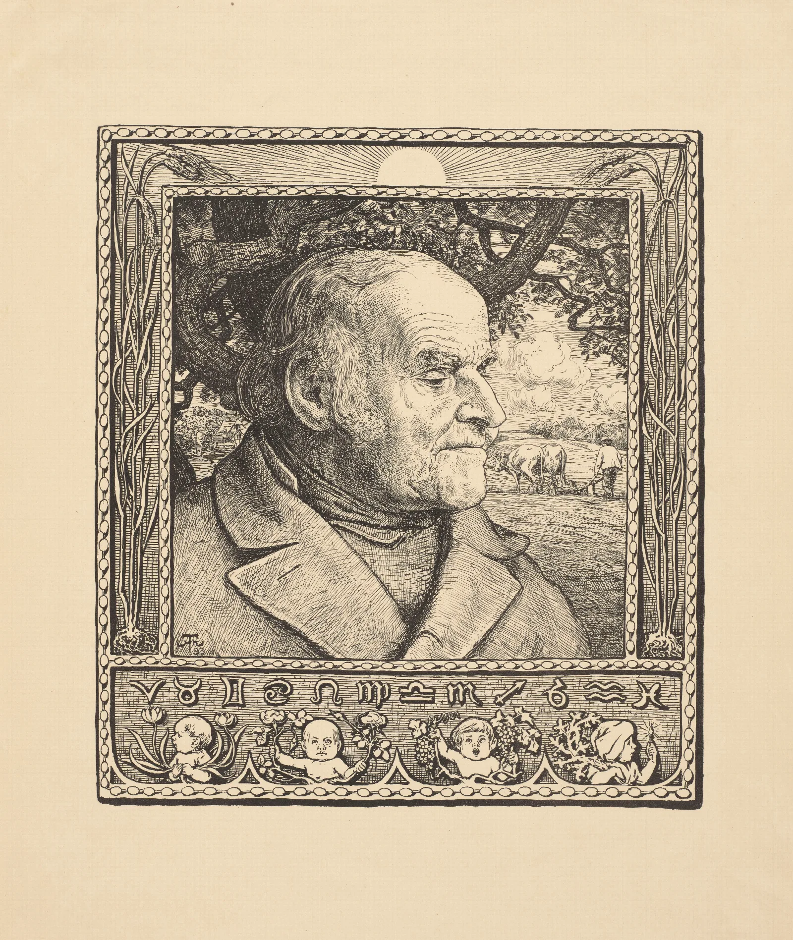 Portrait Of A Man Against The Background Of A Plough Wall Art by Hans Thoma - Canvas Print