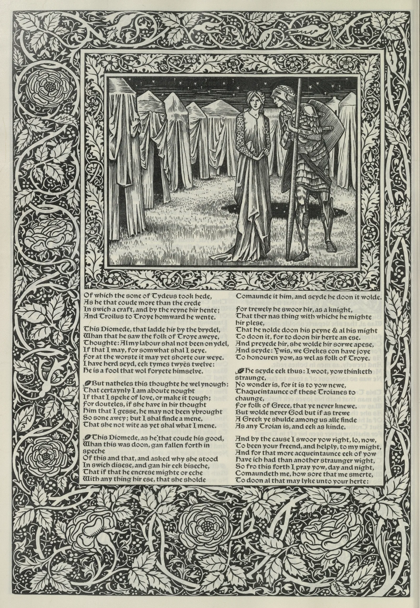 The Works Of Geoffrey Chaucer Pl 86 Wall Art by Sir Edward Coley Burne-Jones - Canvas Print
