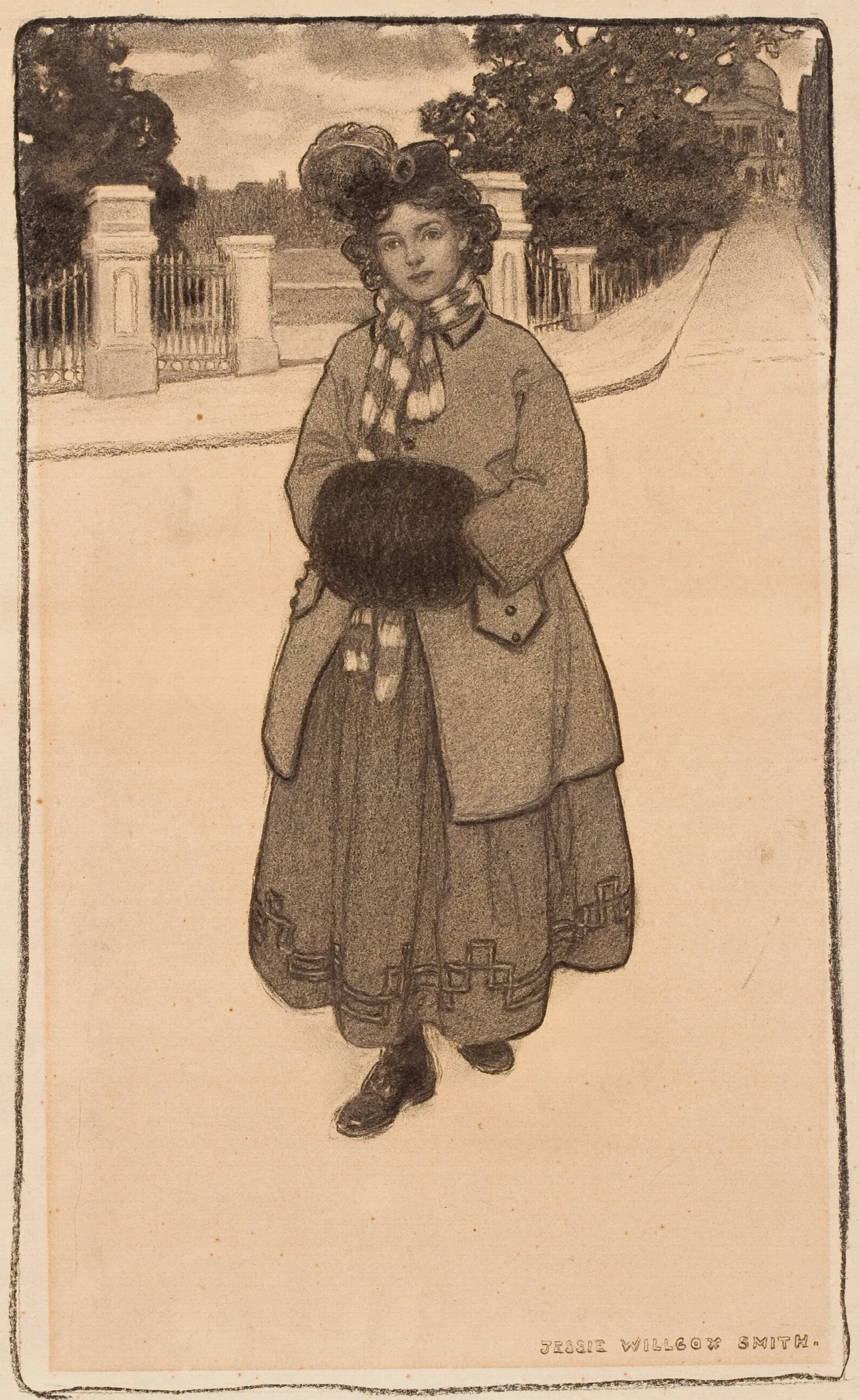 Young Girl With Muff Wall Art by Jessie Willcox Smith - Canvas Print