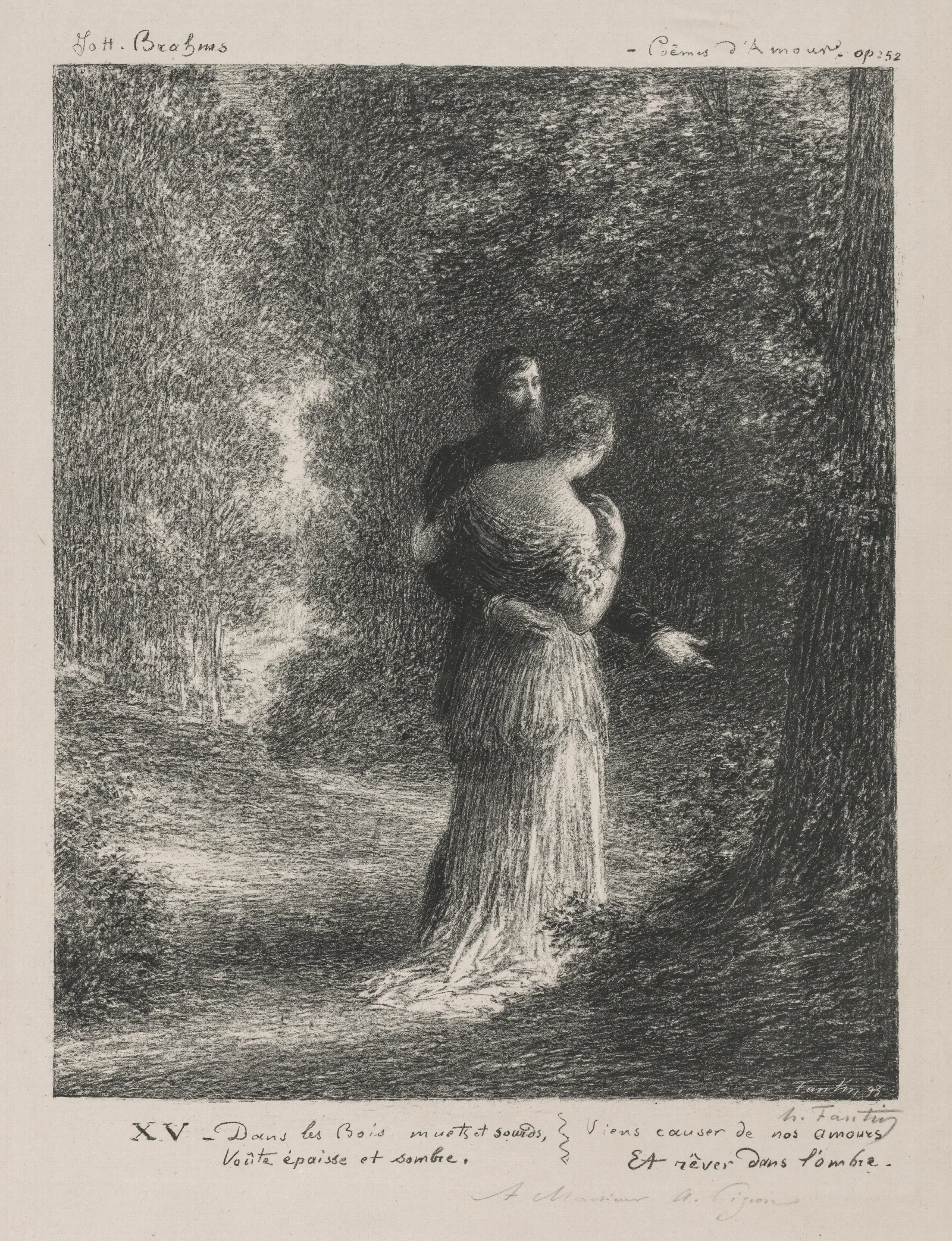 Love Poems Third Plate Wall Art by Henri Fantin-Latour - Canvas Print