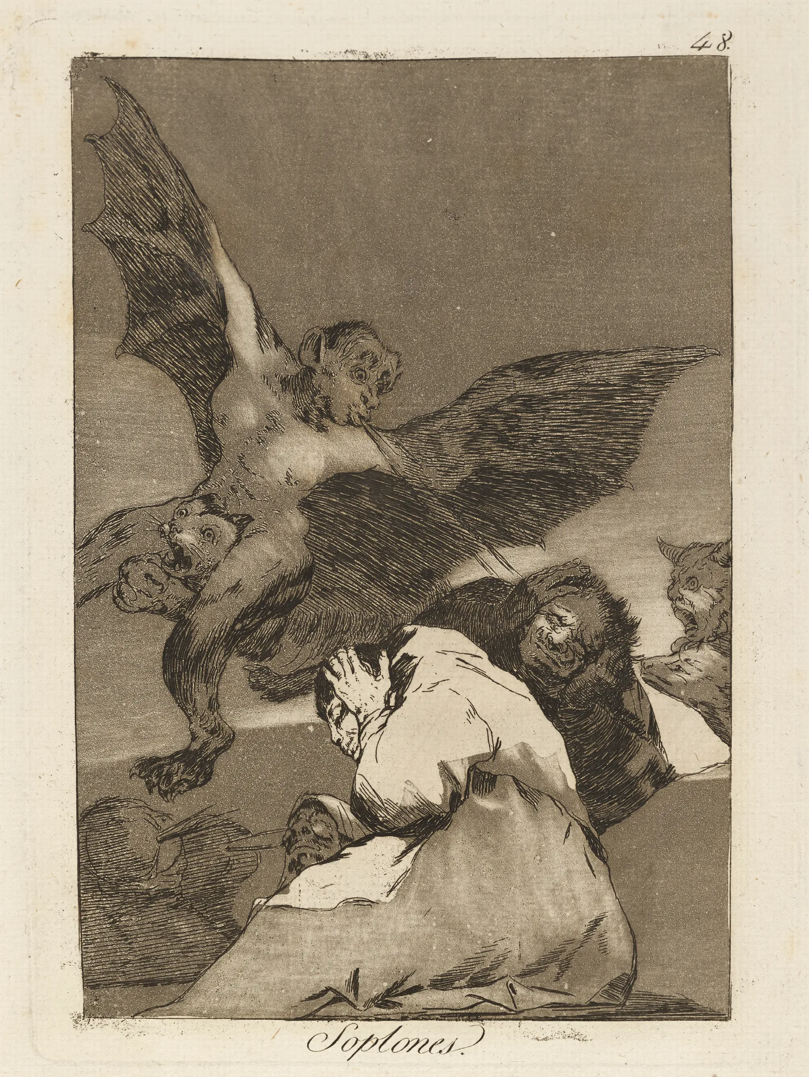 Soplones Tale Bearers Blasts Of Wind Wall Art by Francisco de Goya - Canvas Print