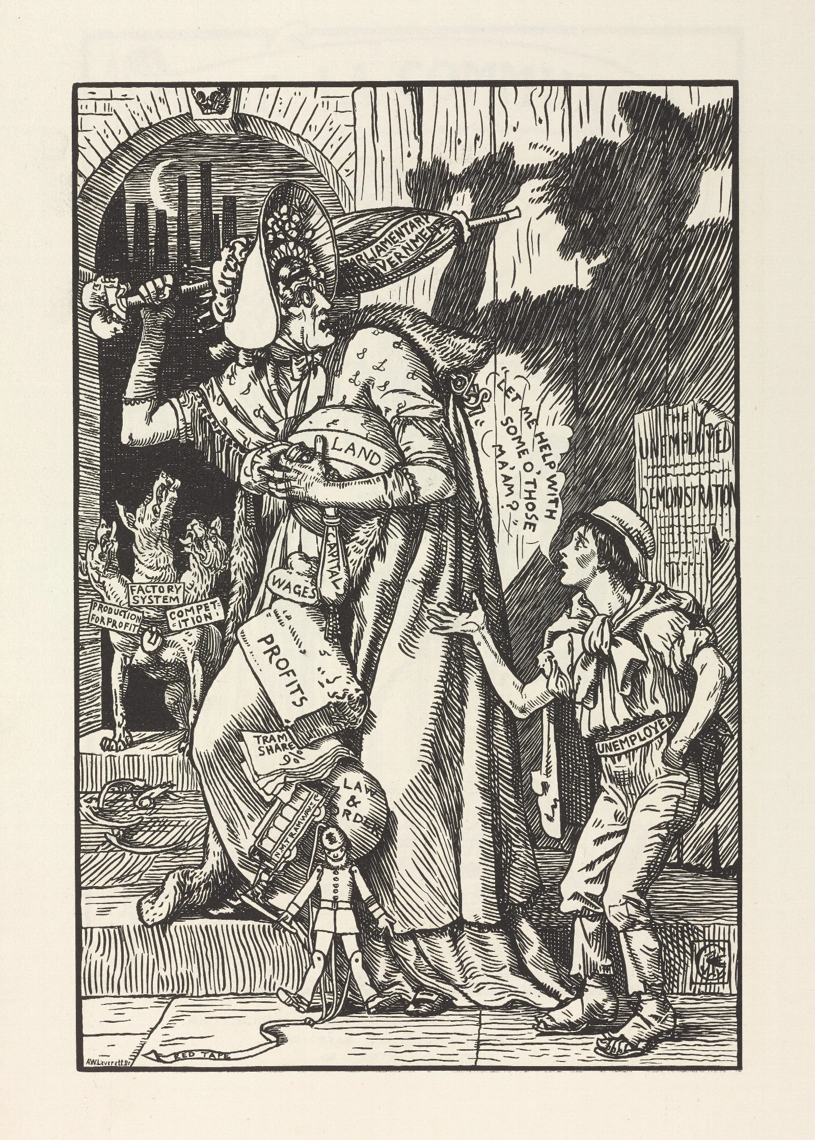 Cartoons For The Cause Pl 5 Wall Art by Walter Crane - Canvas Print