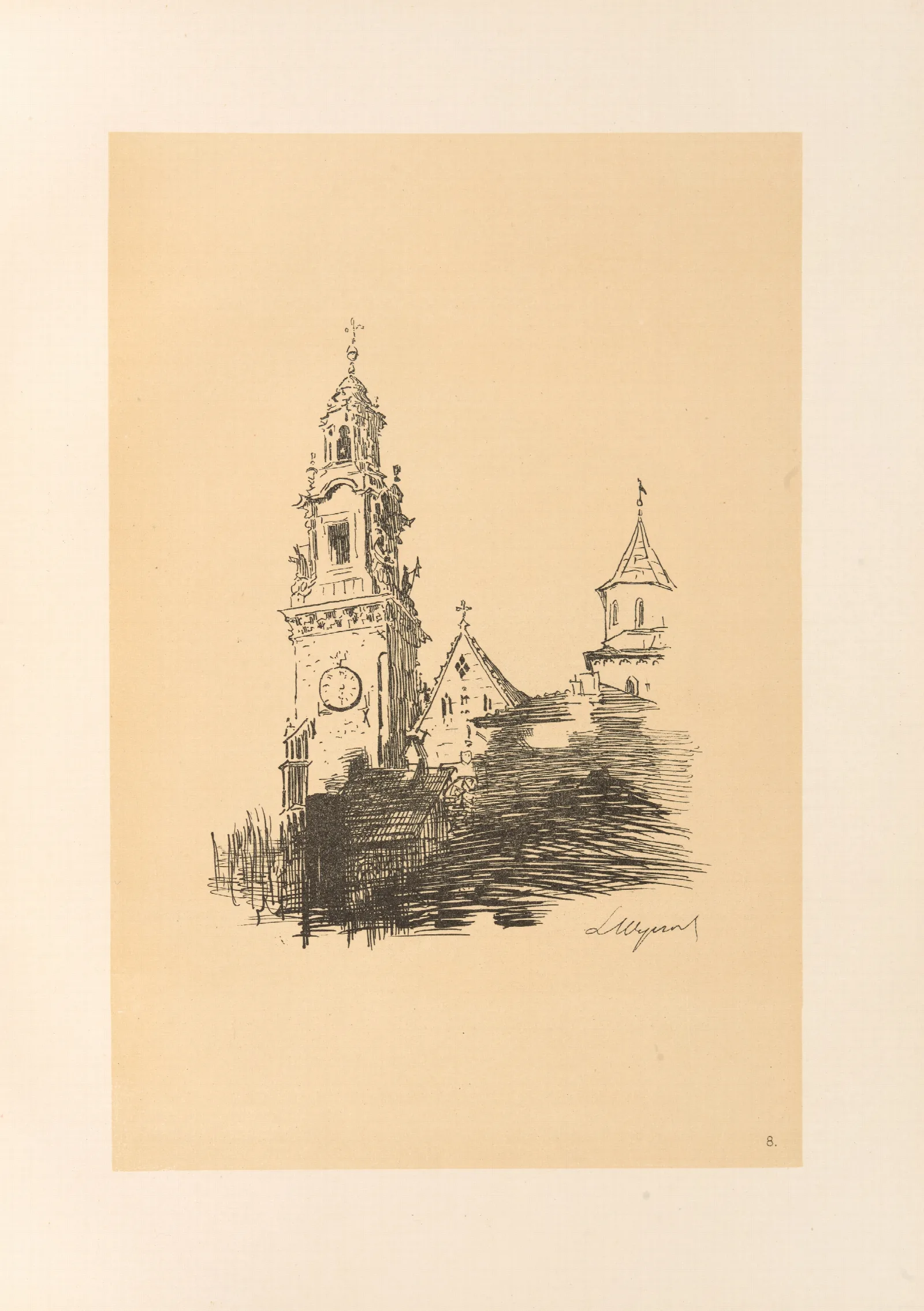 The Clock Tower Wawel Castle Wall Art by Leon Wyczółkowski - Canvas Print
