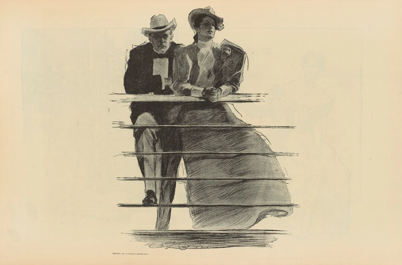Illustration 251 by Charles Dana Gibson Wall Art by Charles Dana Gibson - Canvas Print