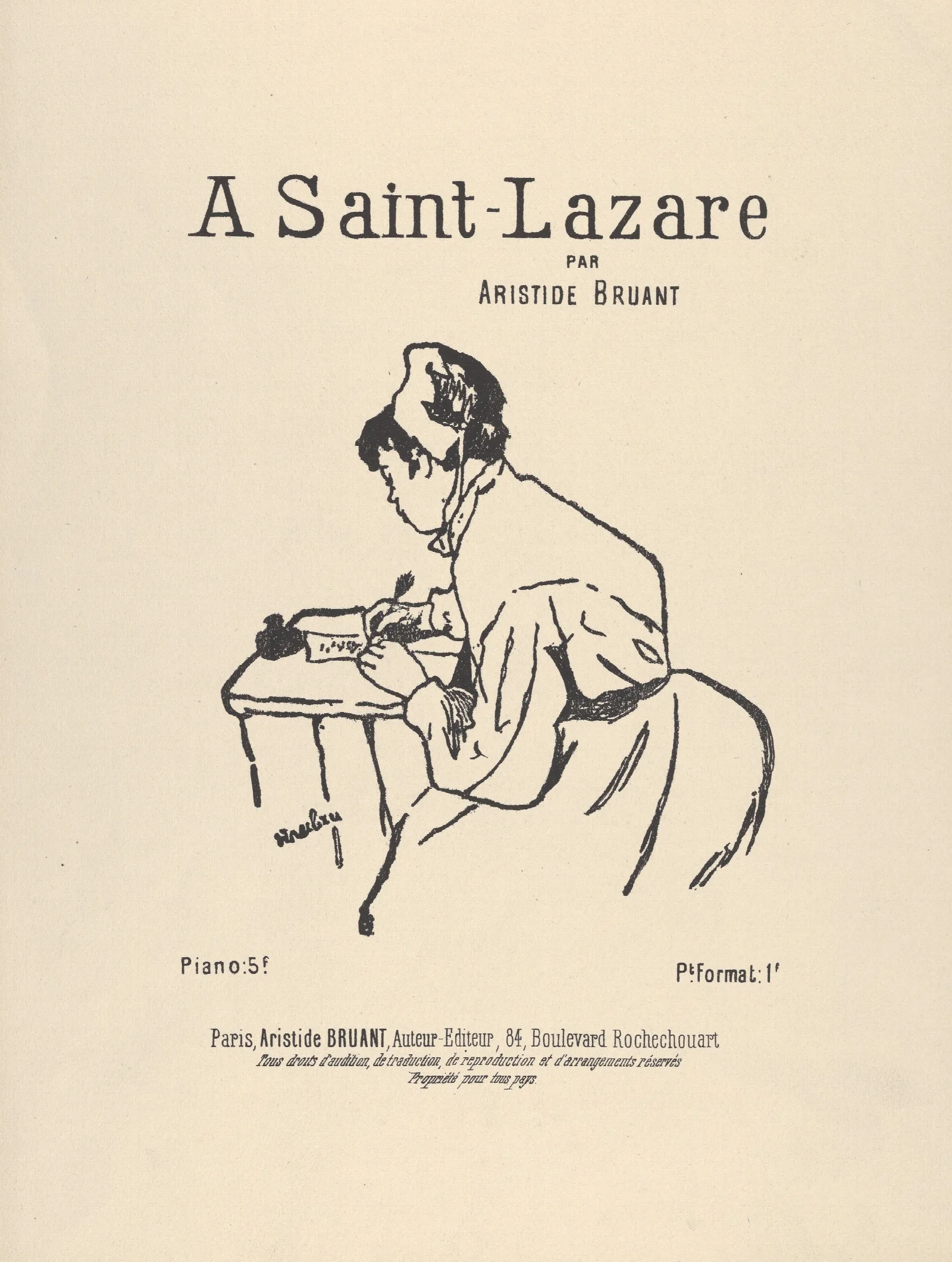 A Saint Lazare Par Aristide Bruant Wall Art by Henri de Toulouse-Lautrec - Canvas Print