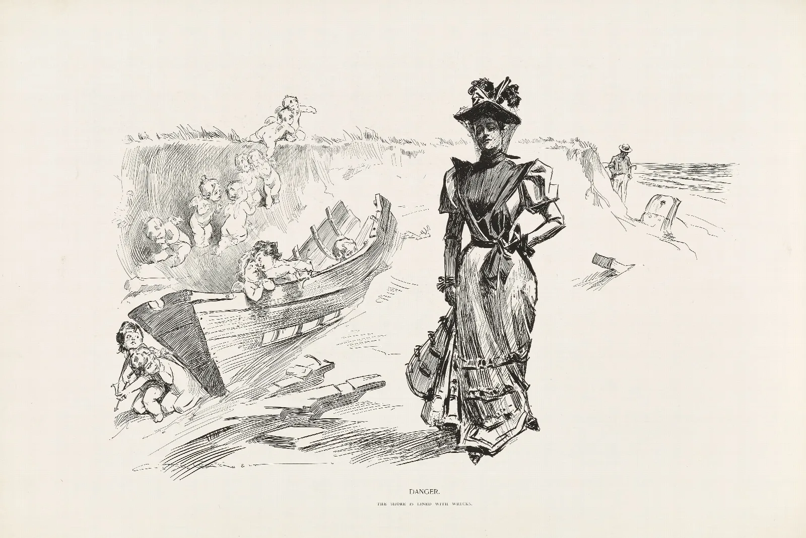 Danger 3 Wall Art by Charles Dana Gibson - Canvas Print