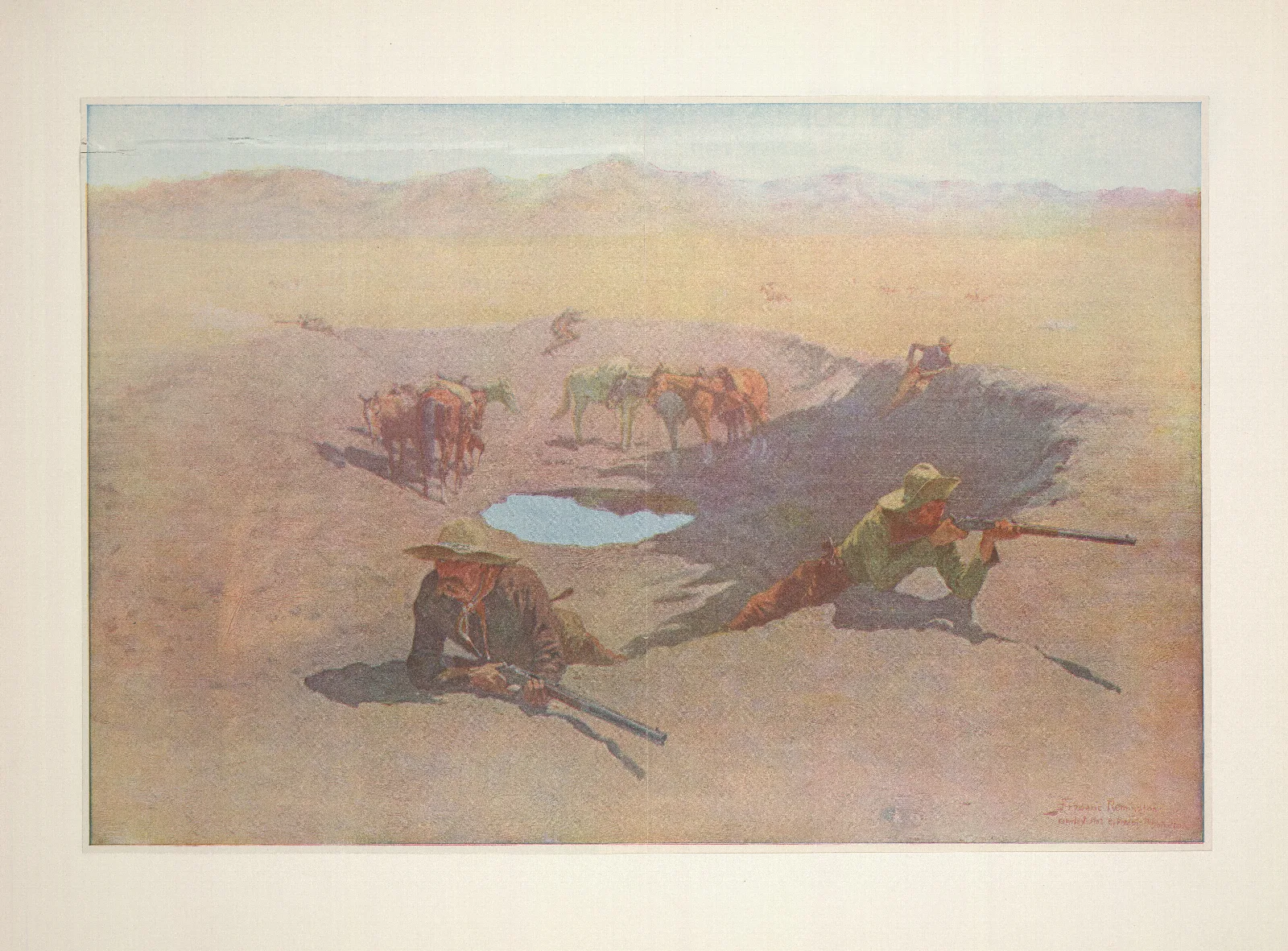 The Fight For The Water Hole 2 Wall Art by Frederic Remington - Canvas Print