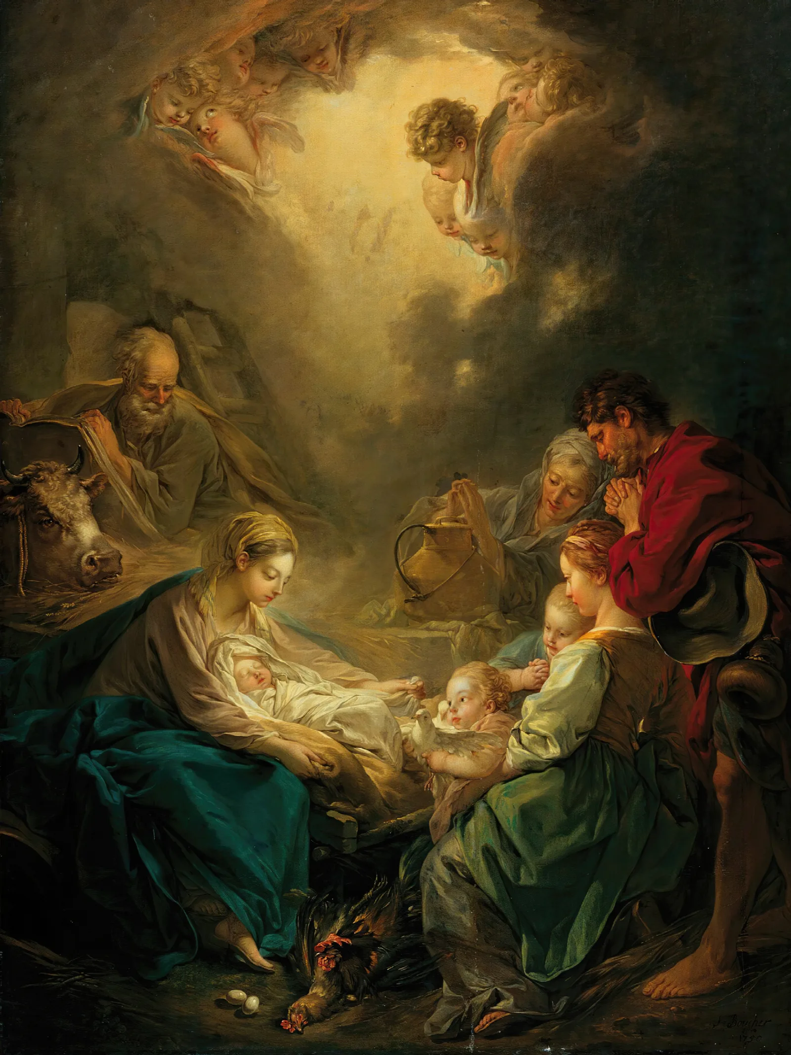 Virgin Attending To The Sleeping Christ Child 2 Wall Art by François Boucher - Canvas Print