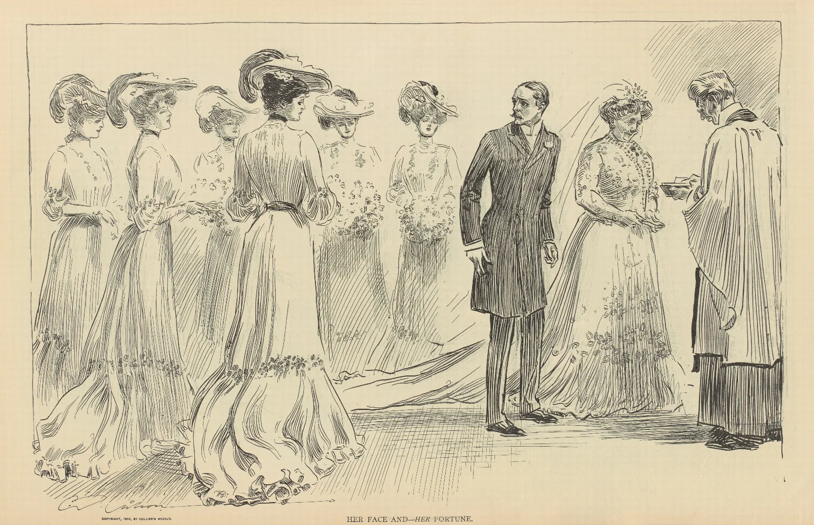 Her Face And Her Fortune Wall Art by Charles Dana Gibson - Canvas Print