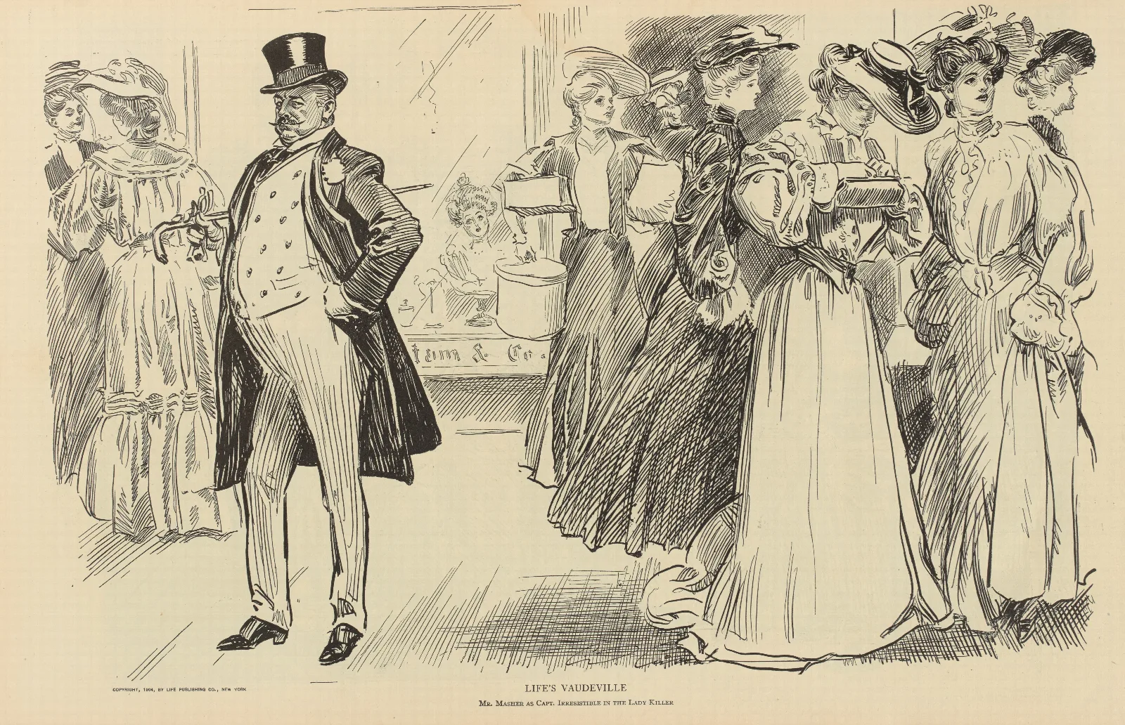 Lifes Vaudeville Mr Masher As Capt Irresistible In The Lady Killer Wall Art by Charles Dana Gibson - Canvas Print
