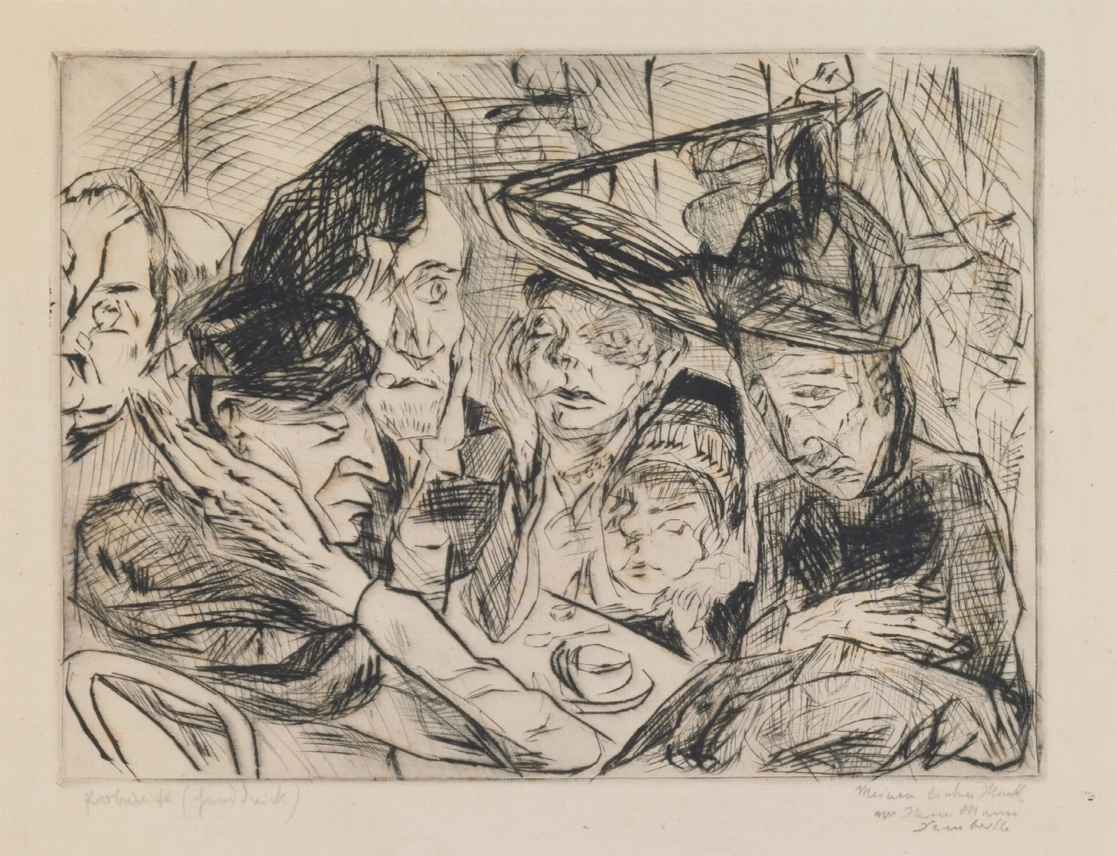 Cafe In Foreground Two Old Women Wall Art by Max Beckmann - Canvas Print