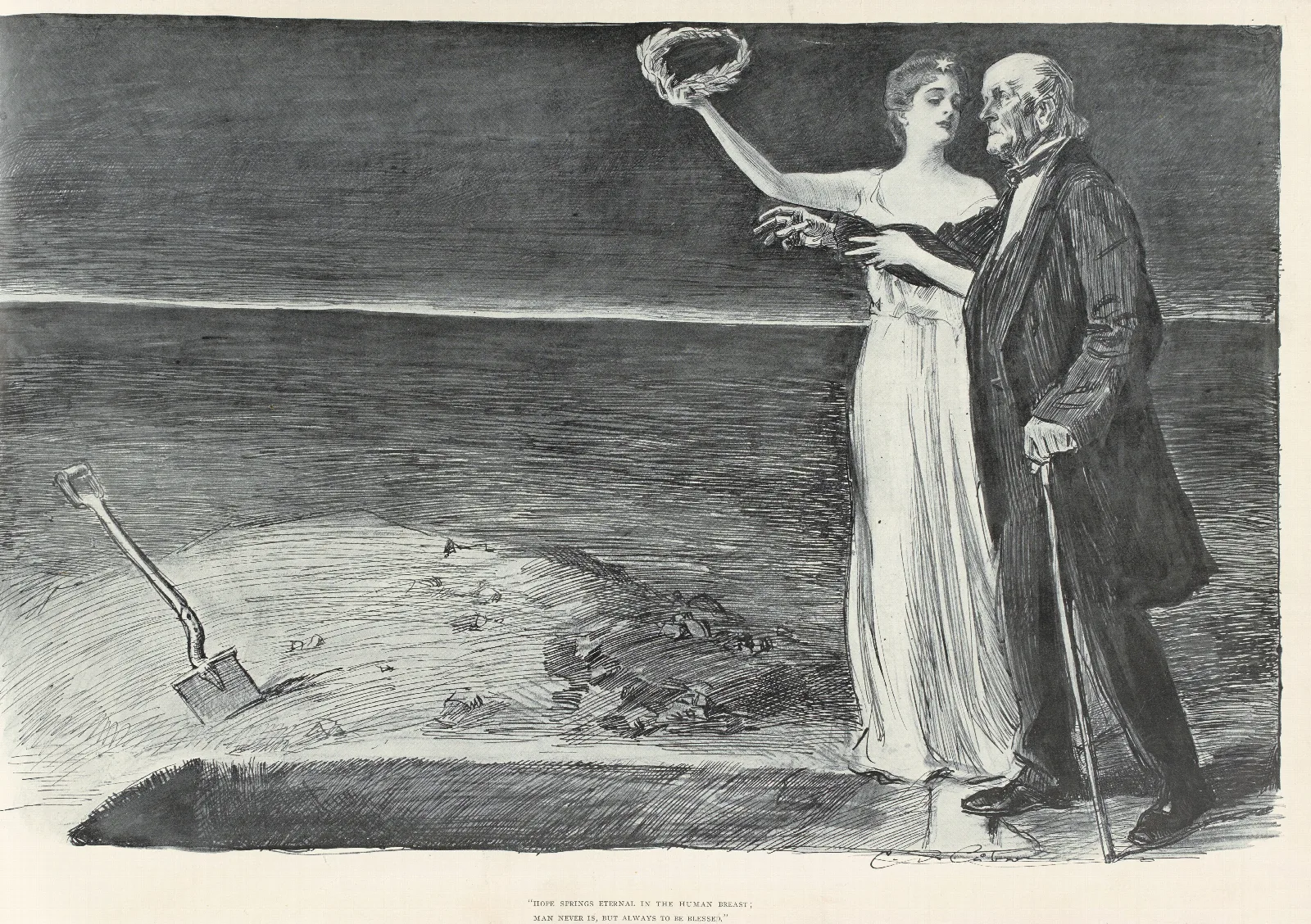 Hope Springs Eternal In The Human Breast Wall Art by Charles Dana Gibson - Canvas Print