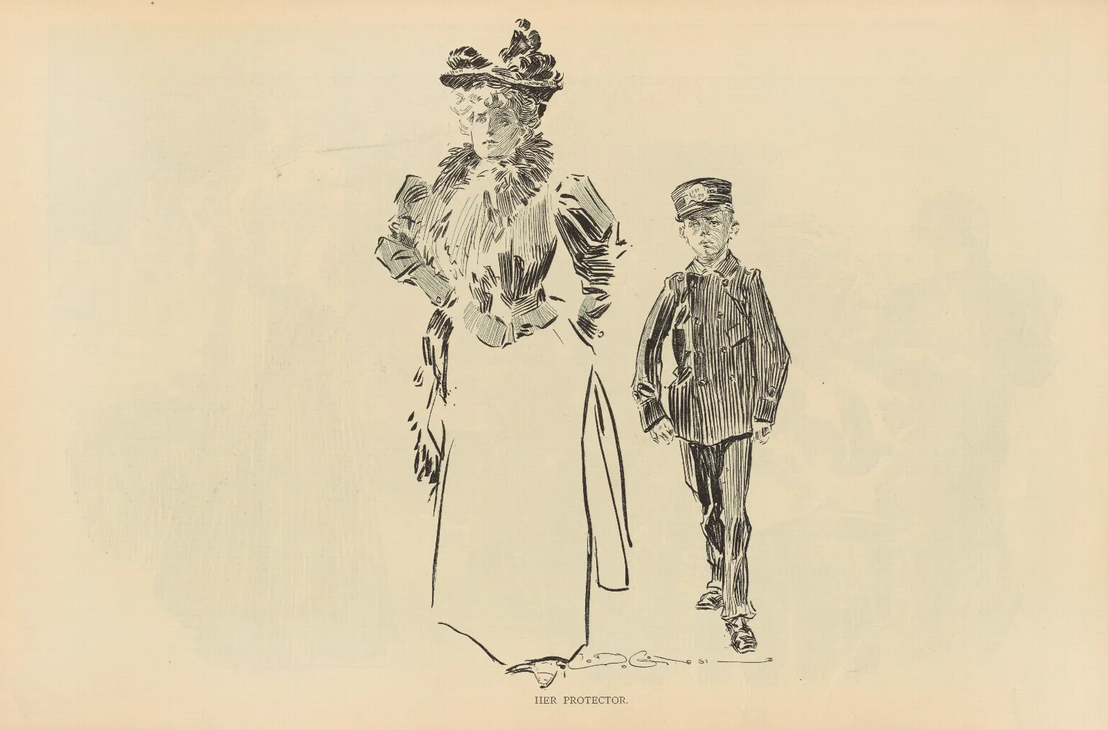 Her Protector 2 Wall Art by Charles Dana Gibson - Canvas Print