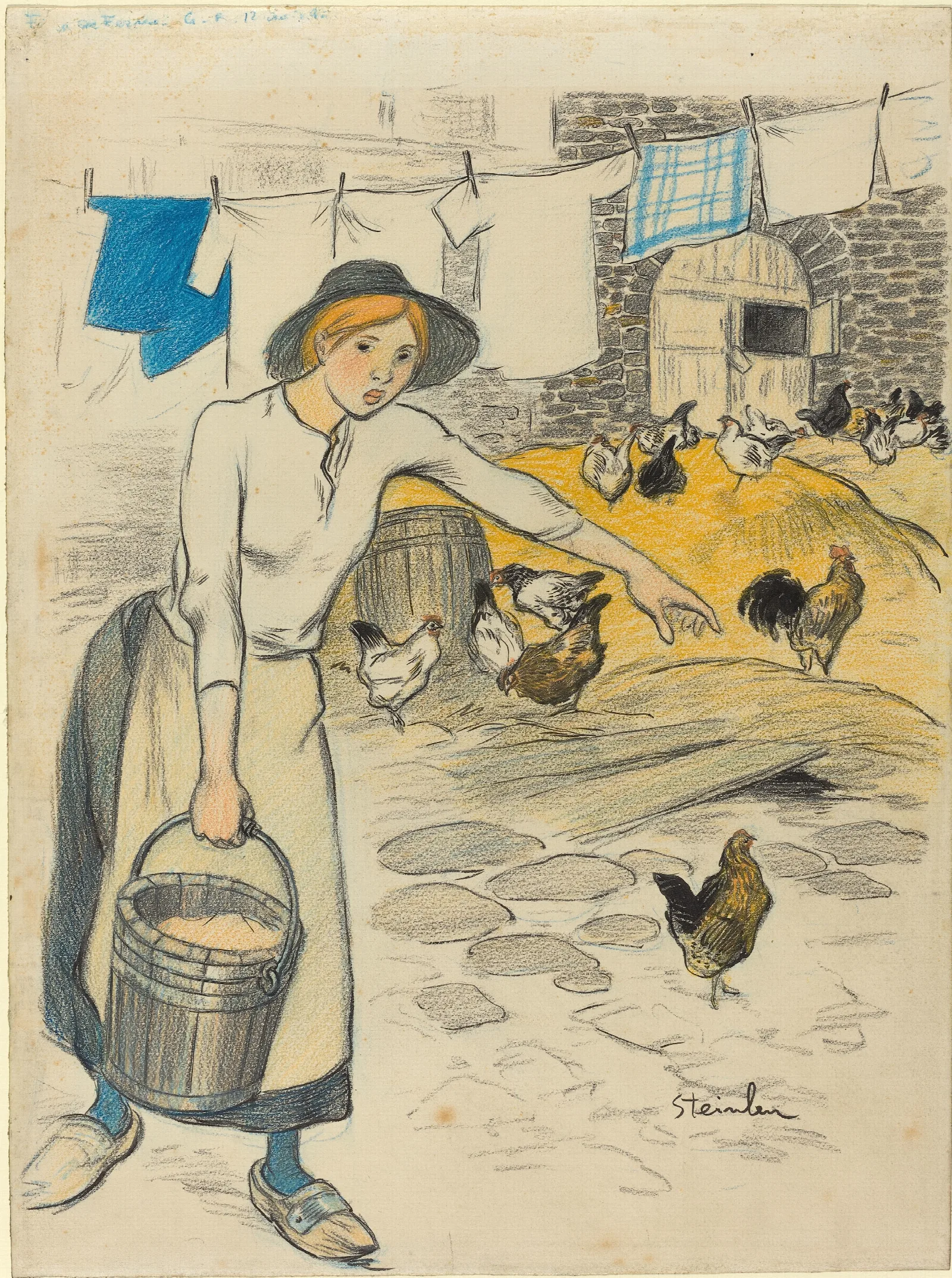 Fille De Ferme Wall Art by Théophile Alexandre Steinlen - Canvas Print