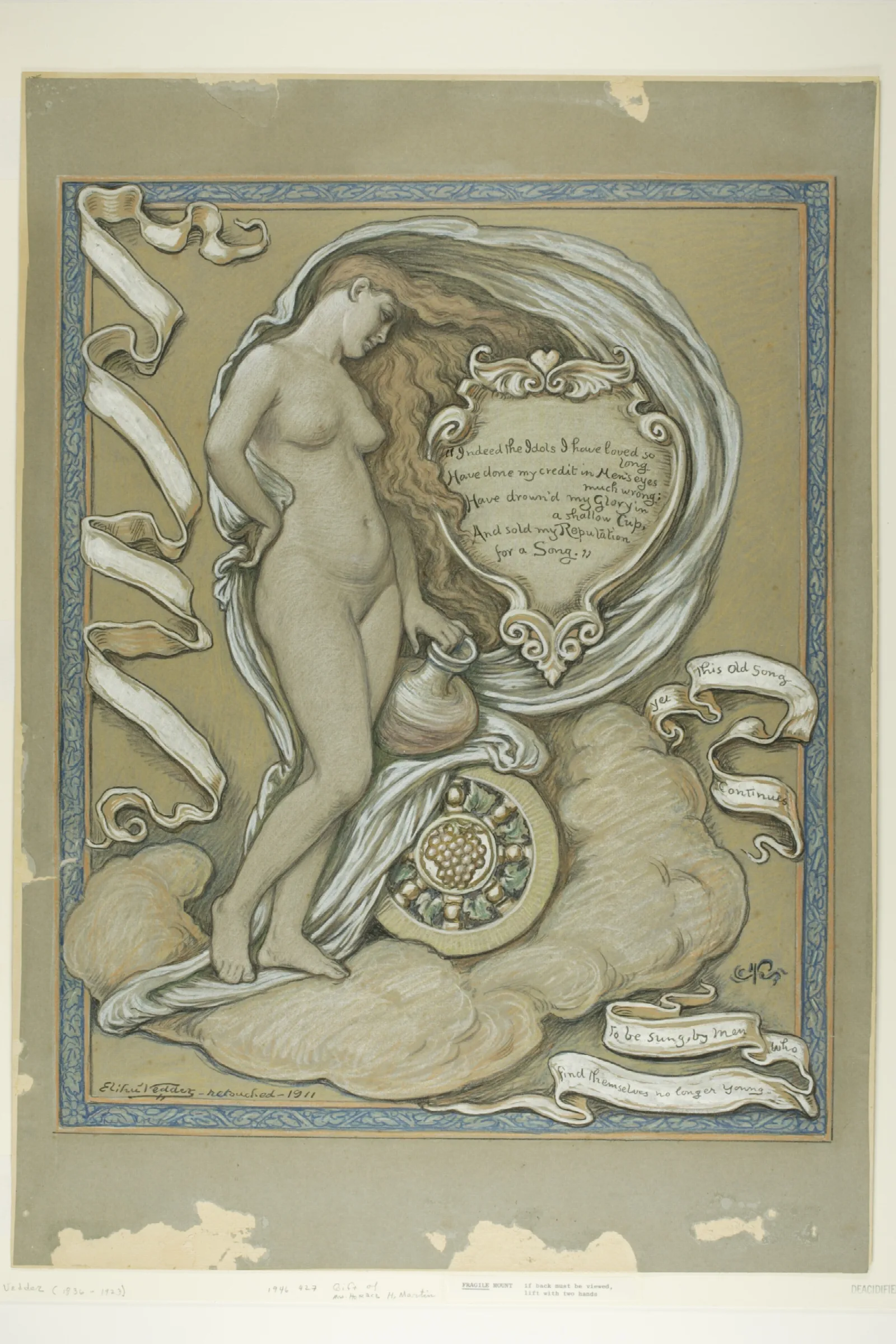 Figure Study For Rubaiyat Of Omar Khayyam 2 Wall Art by Elihu Vedder - Canvas Print