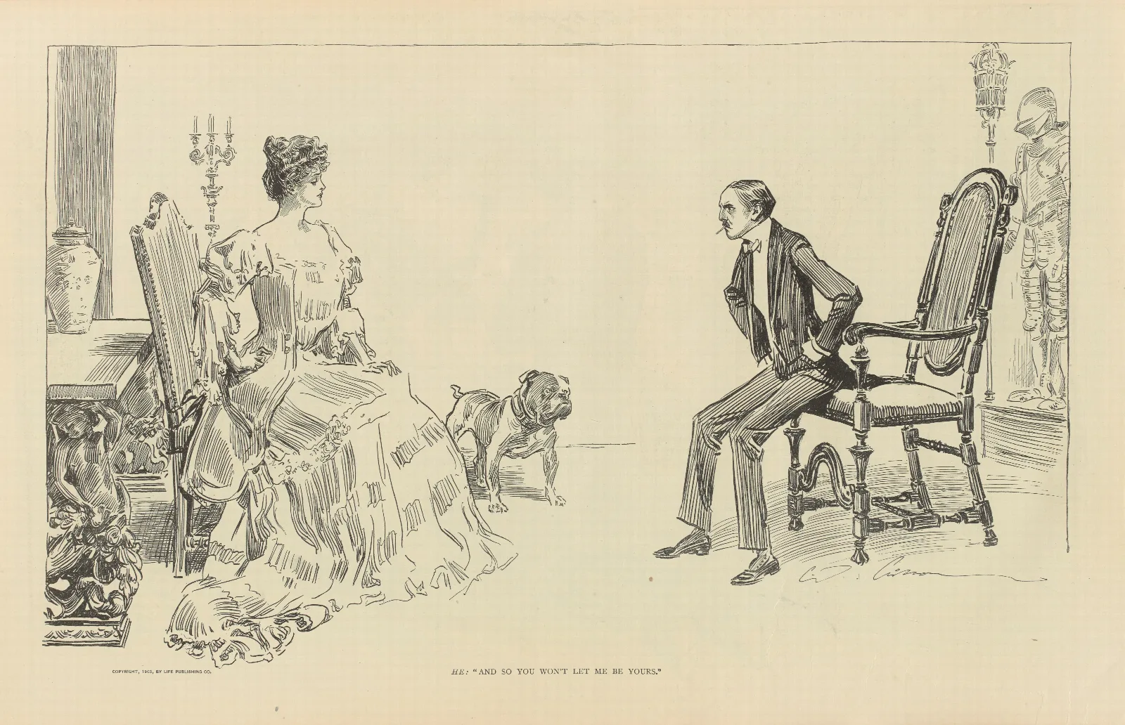 He And So You Wont Let Me Be Yours Wall Art by Charles Dana Gibson - Canvas Print
