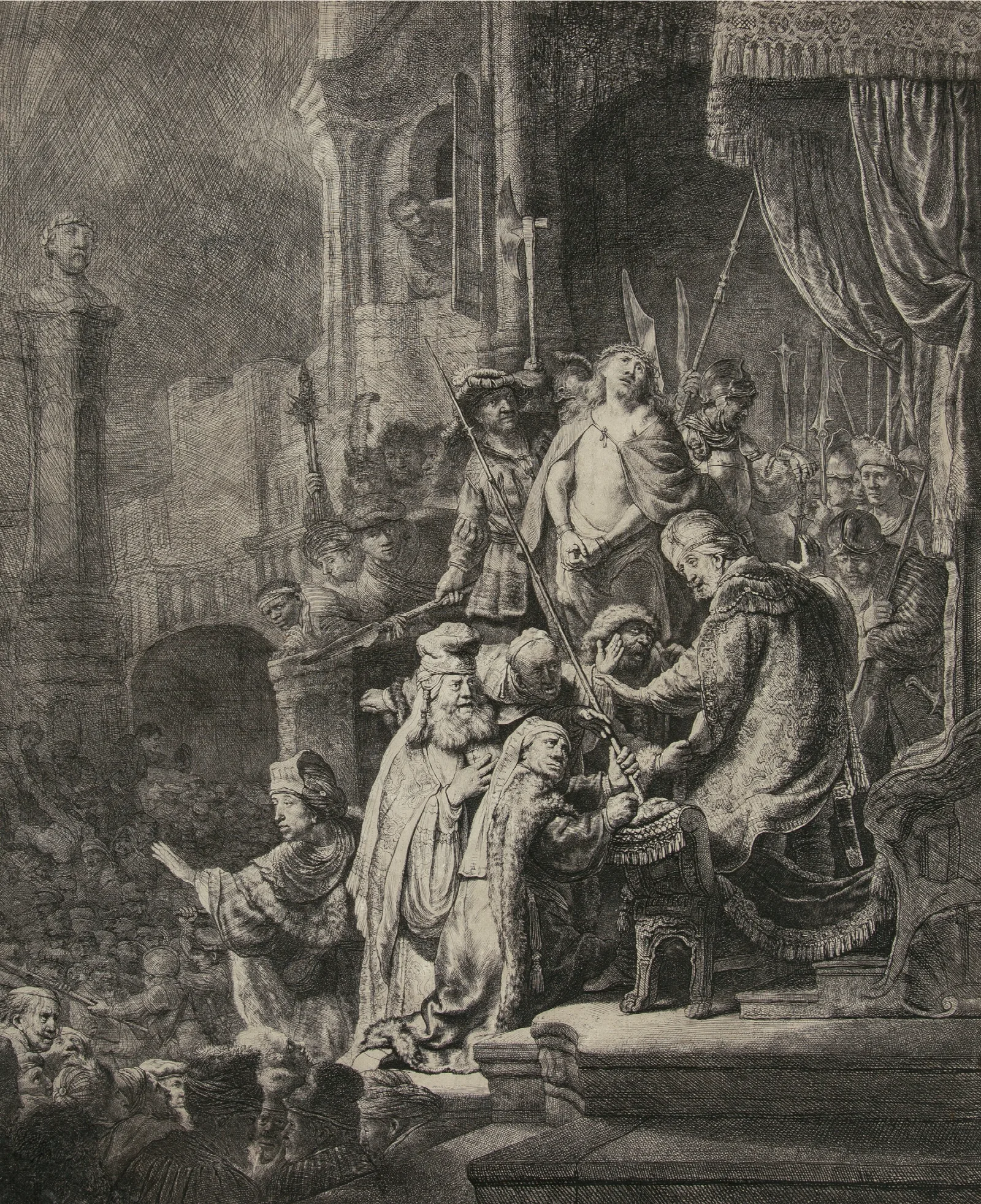 Christ Before Pilate Large Plate Wall Art by Rembrandt van Rijn - Canvas Print