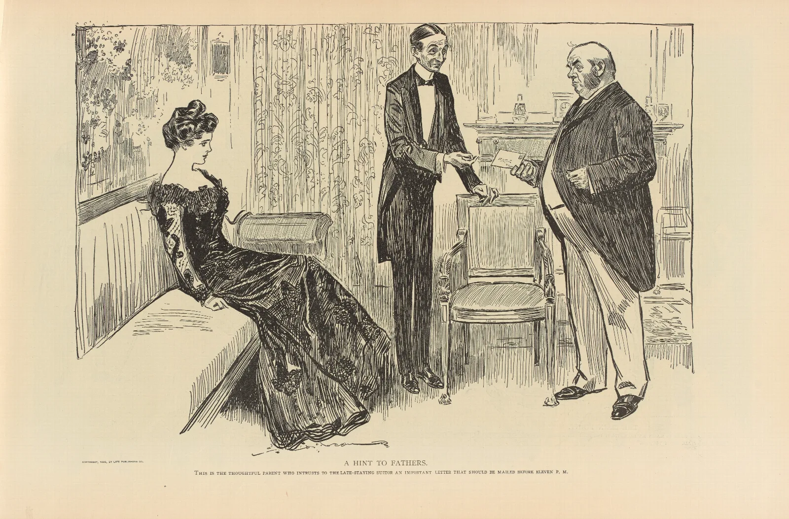 A Hint To Fathers Wall Art by Charles Dana Gibson - Canvas Print