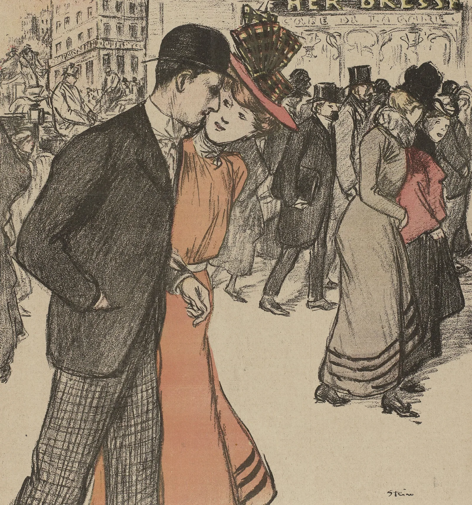 Gil Blas Illustre Hebdomadaire 16 Novembre 1900 10e Annee No 46 La Becquee Par G Delaquys Wall Art by Théophile Alexandre Steinlen - Canvas Print