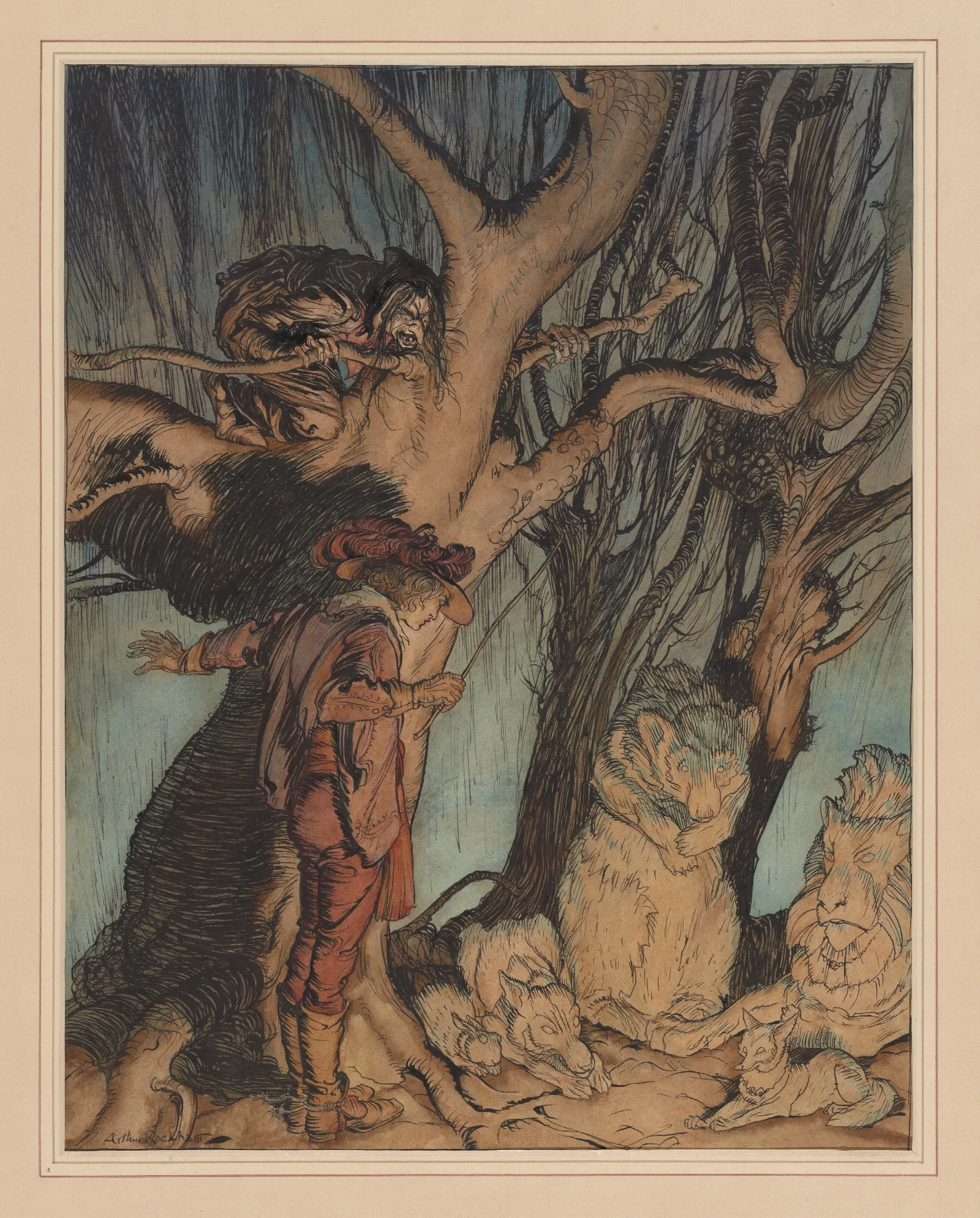 Grimms Little Brother Little Sister Instantly They Lay Still Wall Art by Arthur Rackham - Canvas Print