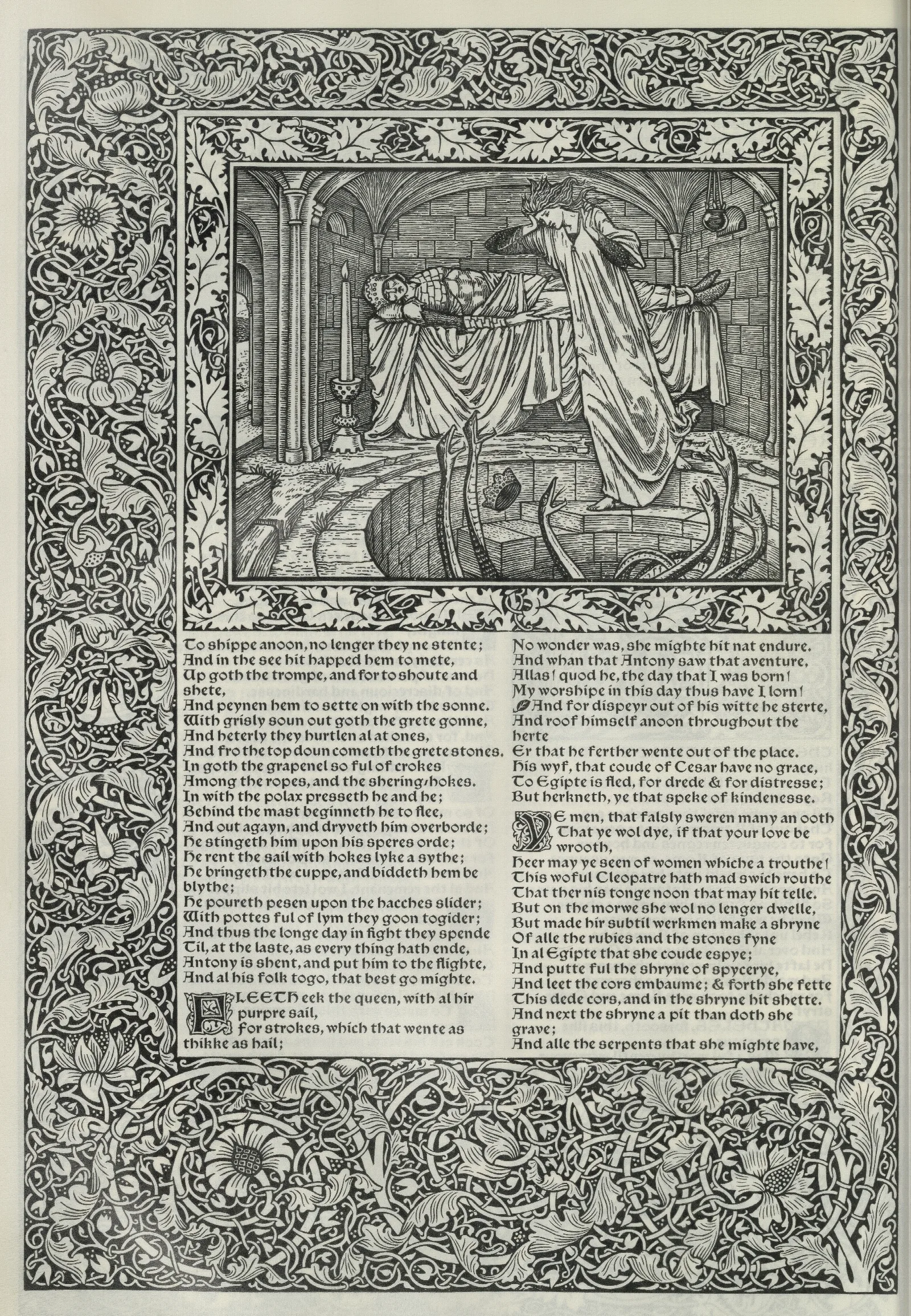 The Works Of Geoffrey Chaucer Pl 60 Wall Art by Sir Edward Coley Burne-Jones - Canvas Print