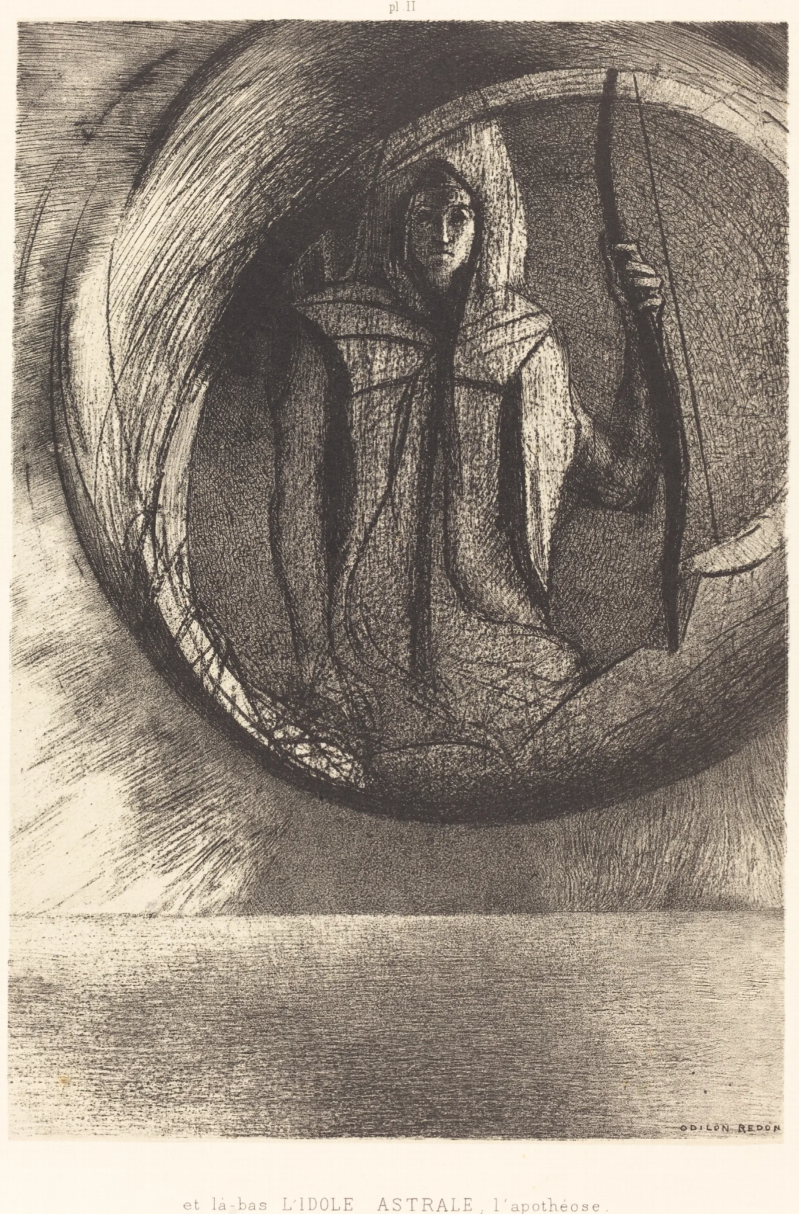 Et La Bas Lidole Astrale Lapotheose And Beyond The Star Idol The Apotheosis Wall Art by Odilon Redon - Canvas Print