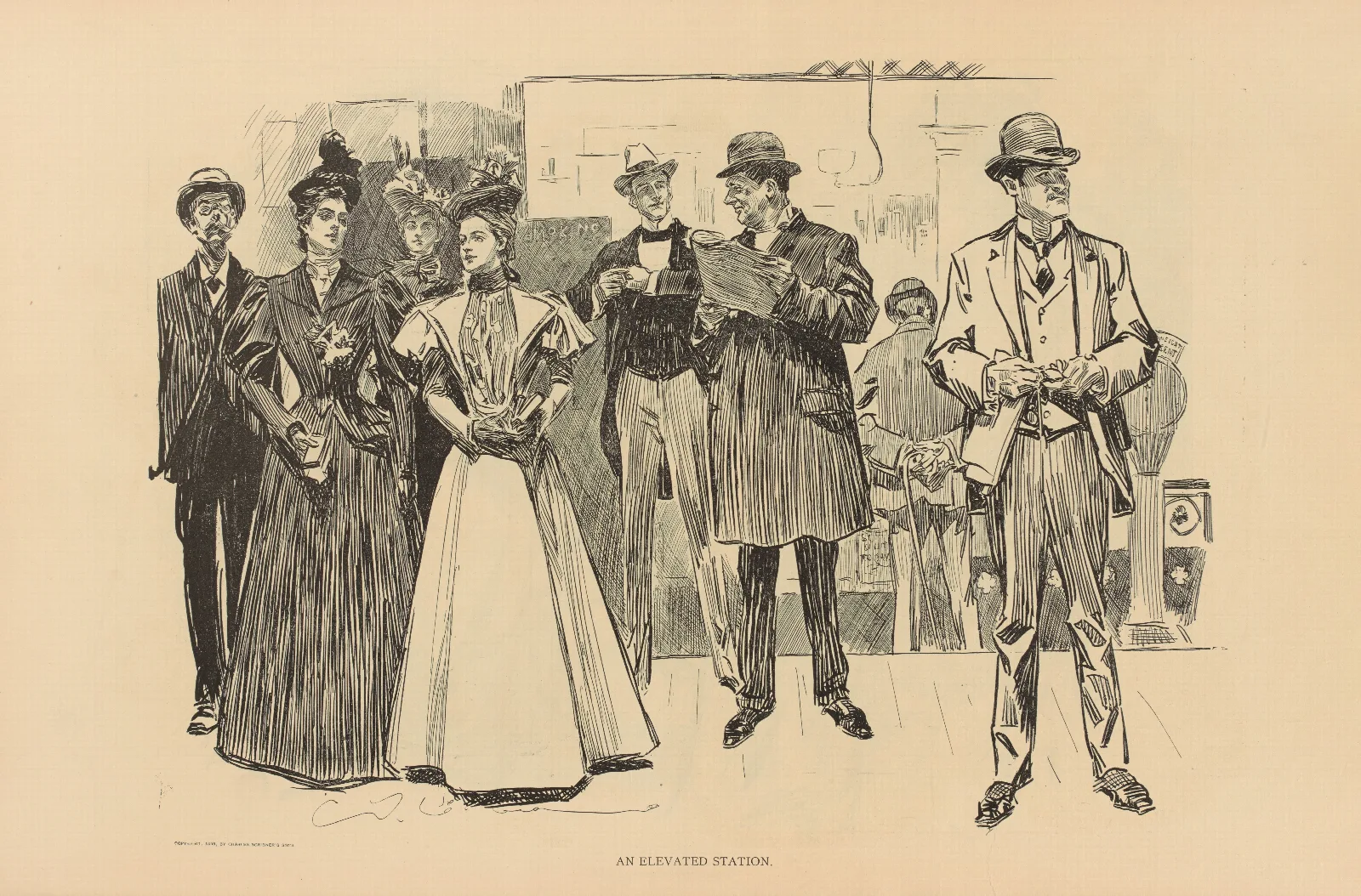 An Elevated Station 2 Wall Art by Charles Dana Gibson - Canvas Print