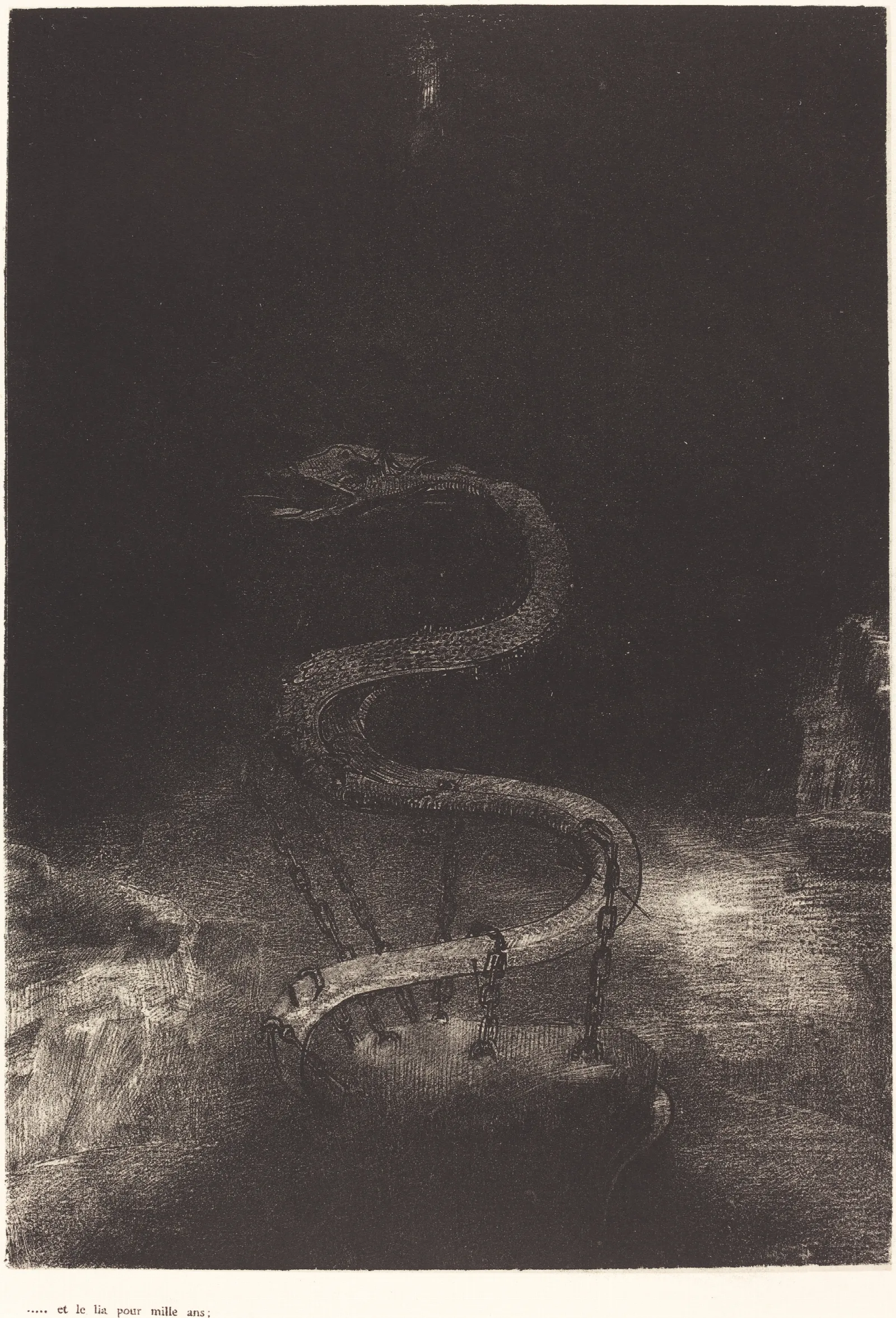 Et Le Lia Pour Mille Ans And Bound Him A Thousand Years Wall Art by Odilon Redon - Canvas Print