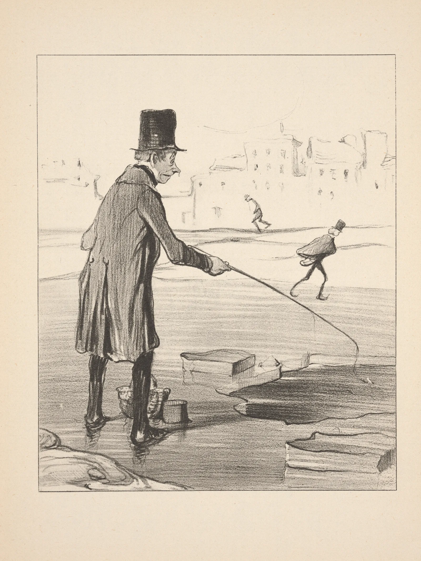 Hunting And Fishing Pl 20 Wall Art by Honoré Daumier - Canvas Print