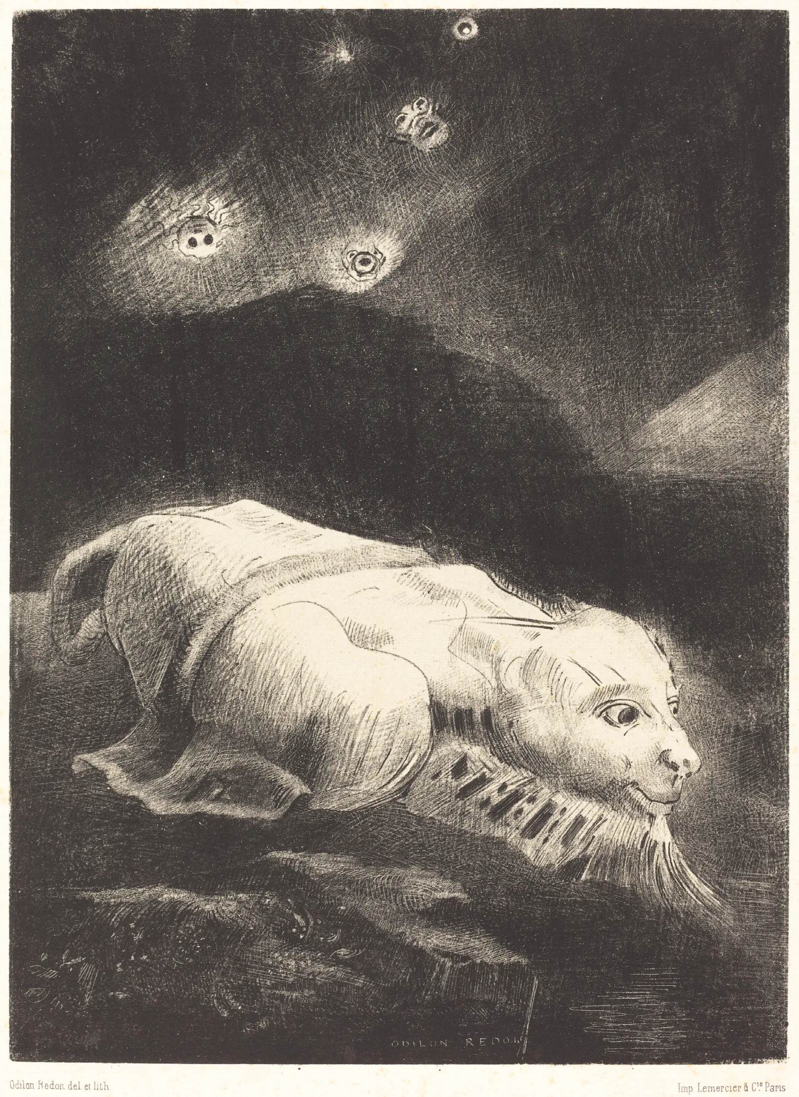 Quand Seveillait La Vie Au Fon De La Matiere Obscure When Life Was Awakening In The Depths Of Obscure Matter Wall Art by Odilon Redon - Canvas Print