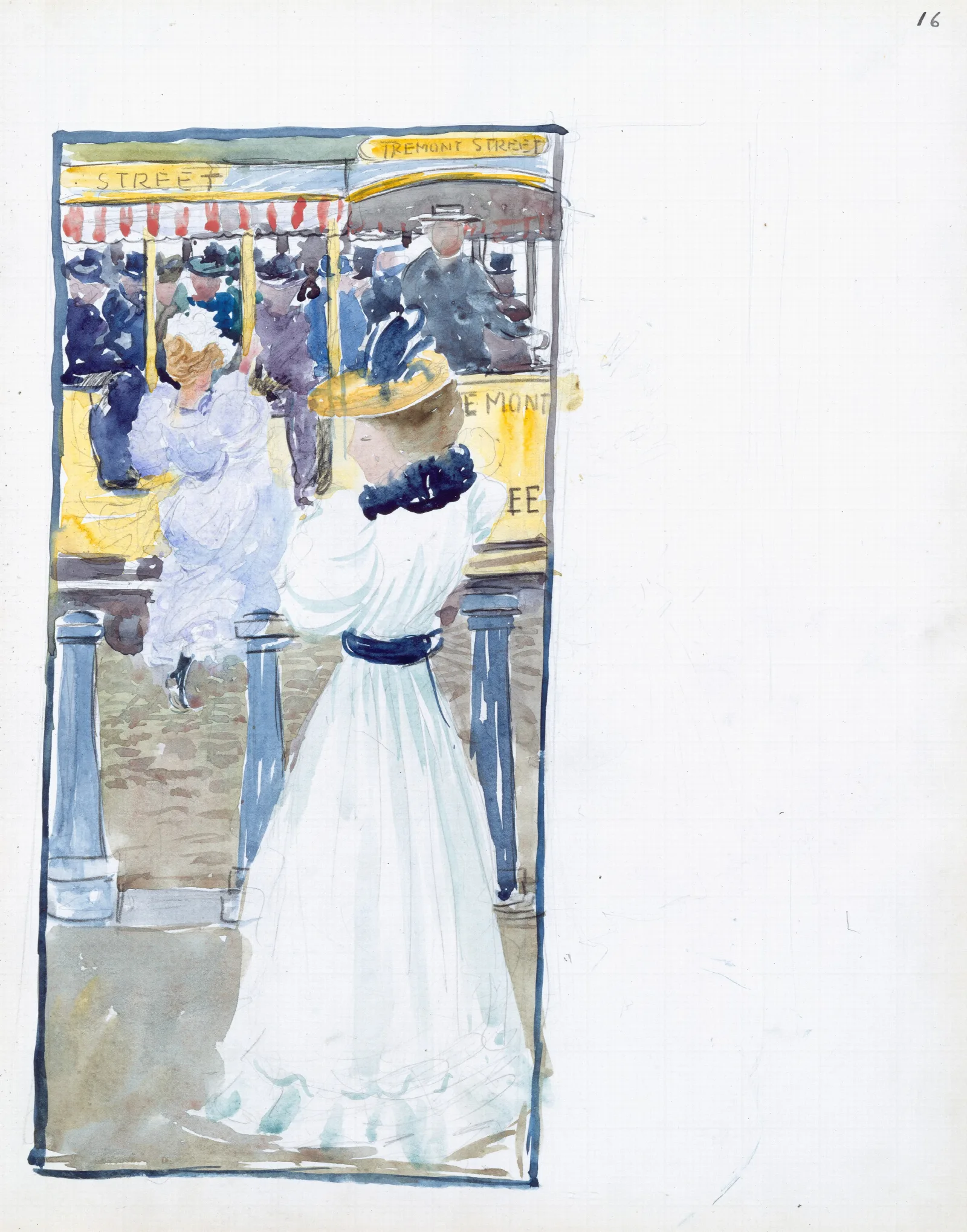 The Streetcar On Tremont Street Wall Art by Maurice Prendergast - Canvas Print