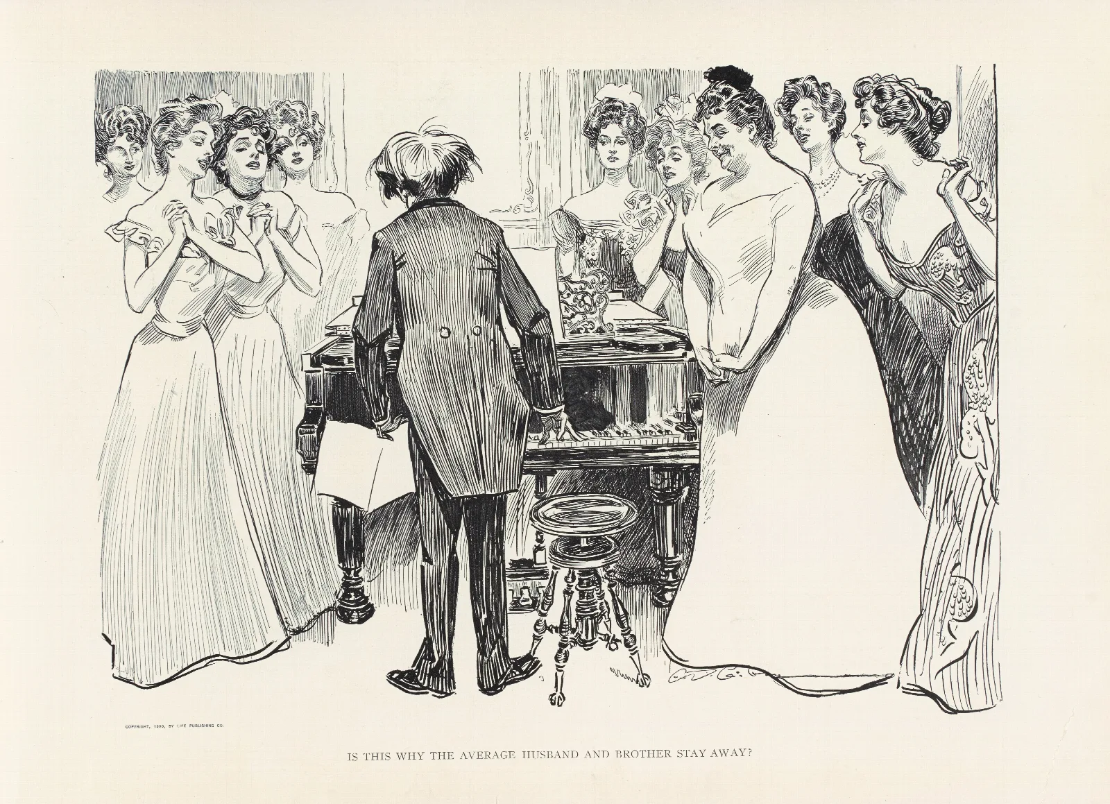 Is This Why The Average Husband And Brother Stay Away Wall Art by Charles Dana Gibson - Canvas Print