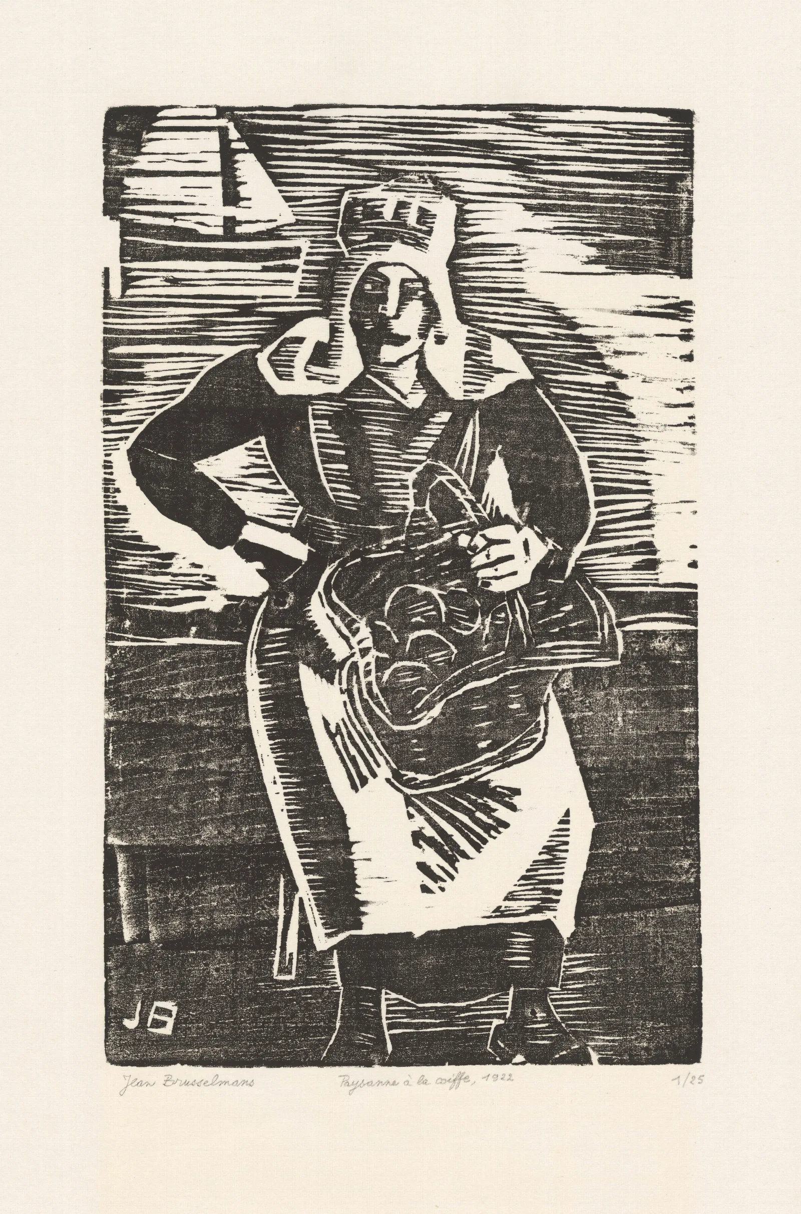 Peasant Woman With Headdress Wall Art by Jean Brusselmans - Canvas Print