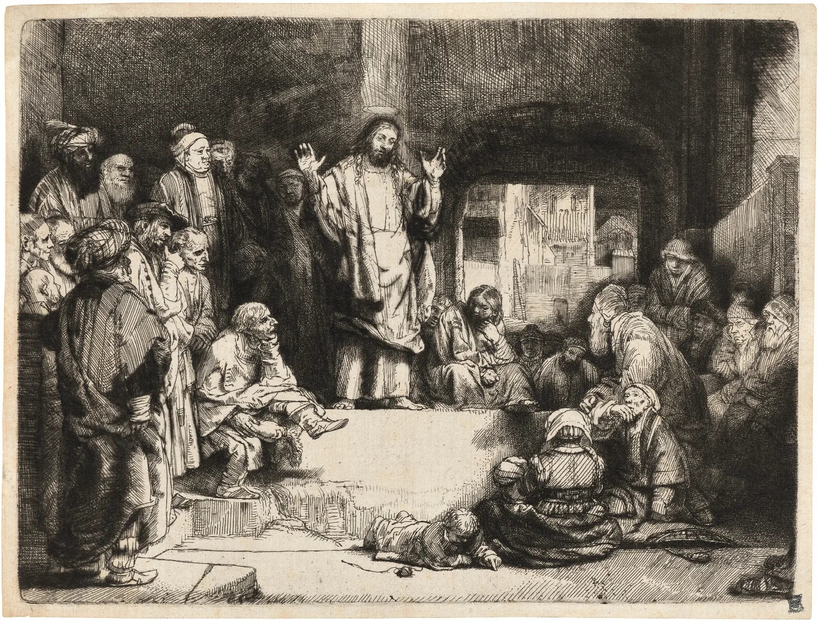 Christ Preaching La Petite Tombe 3 Wall Art by Rembrandt van Rijn - Canvas Print