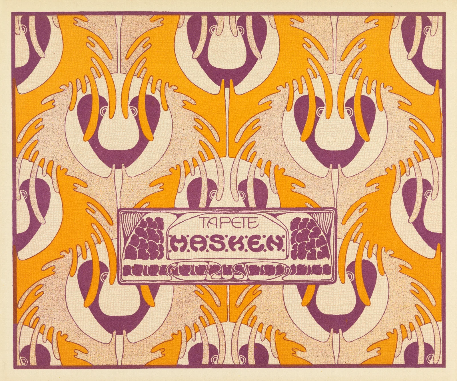 Tapete Masken Masks Wallpaper Wall Art by Koloman Moser - Canvas Print