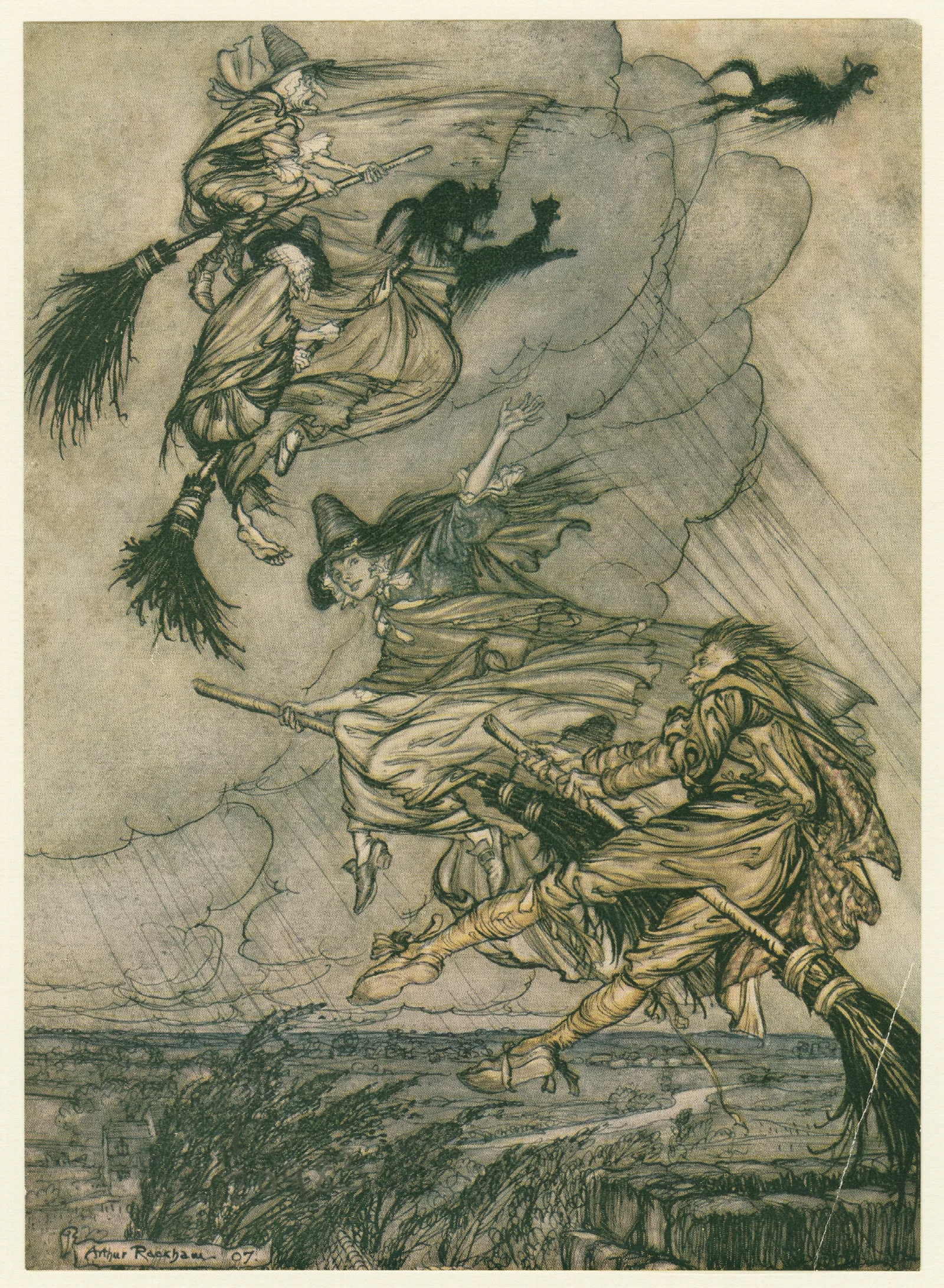 Hey Up The Chimney Lass Hey After You Wall Art by Arthur Rackham - Canvas Print