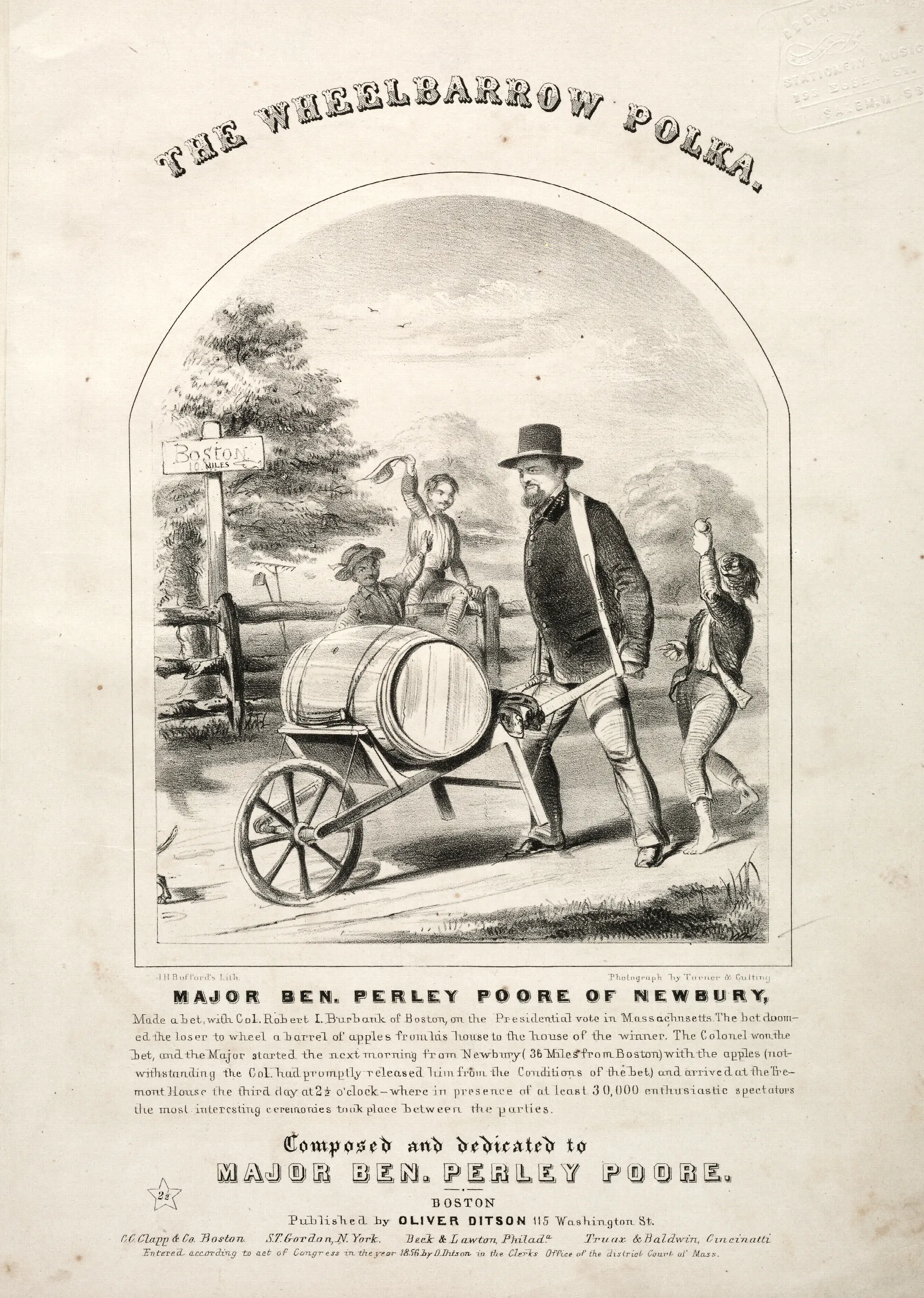The Wheelbarrow Polka Sheet Music Cover Wall Art by Winslow Homer - Canvas Print