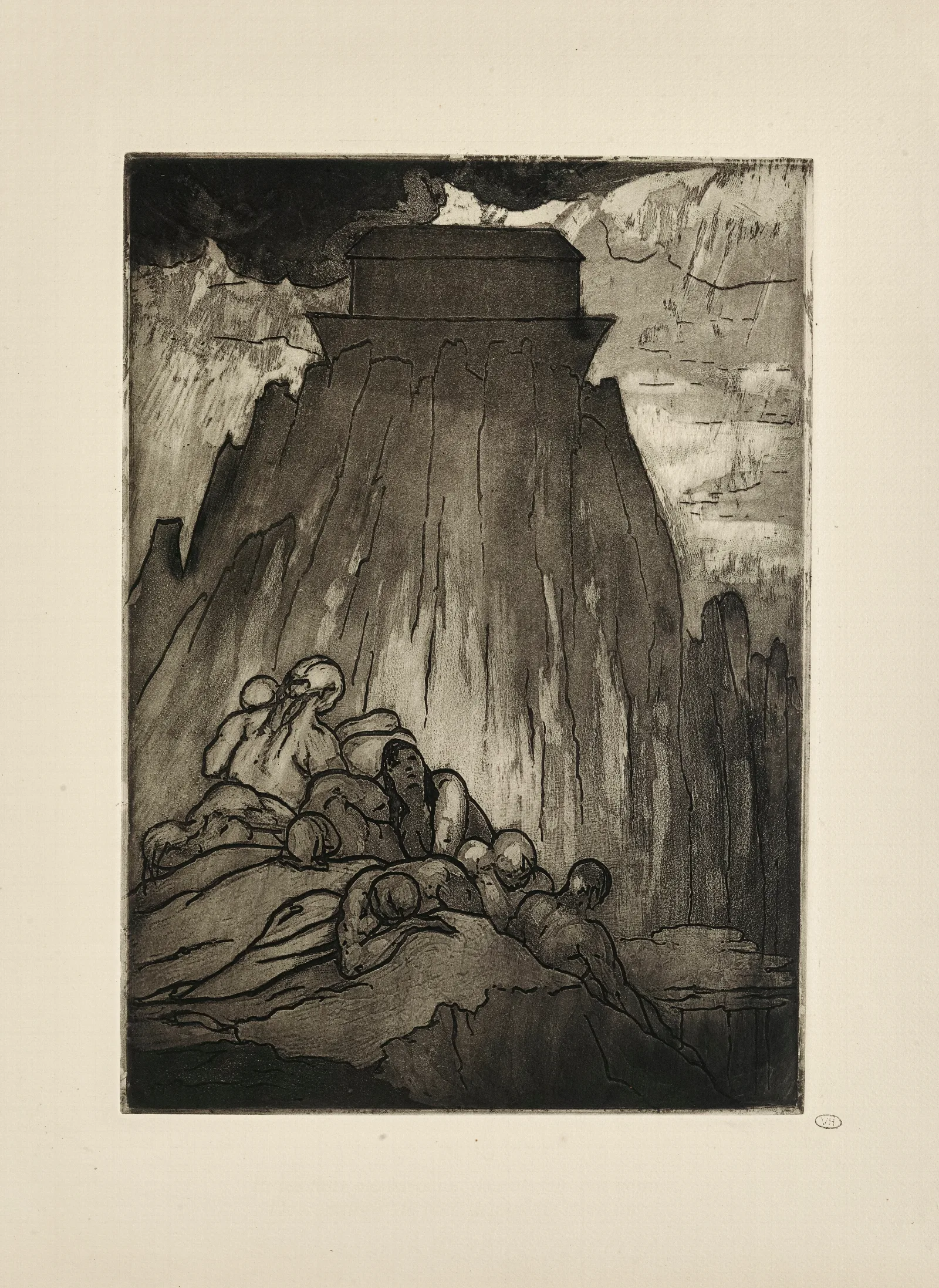 N 10 Et Les Flots Monstrueux Decroissant Par Degres Descendirent Du Haut Des Monts Demesures Wall Art by Emile Bernard - Canvas Print