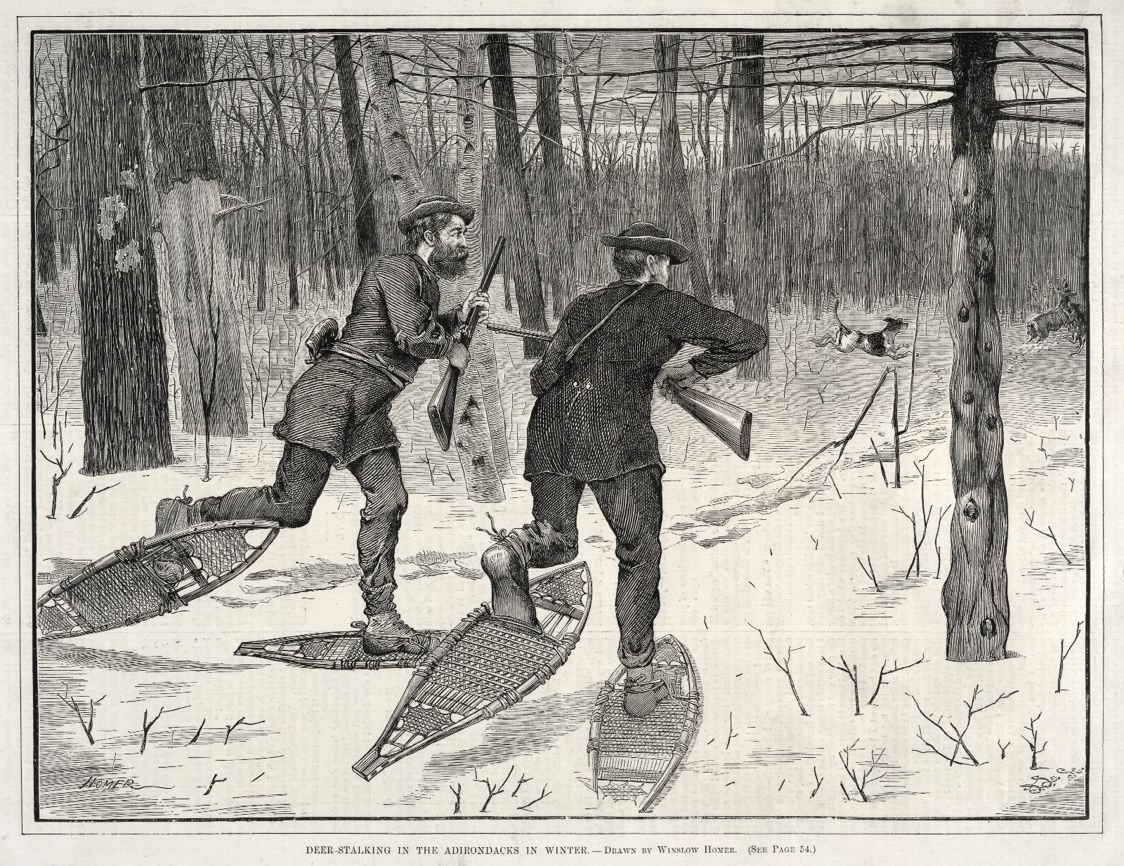 Deer Stalking In The Adirondacks In Winter Wall Art by Winslow Homer - Canvas Print