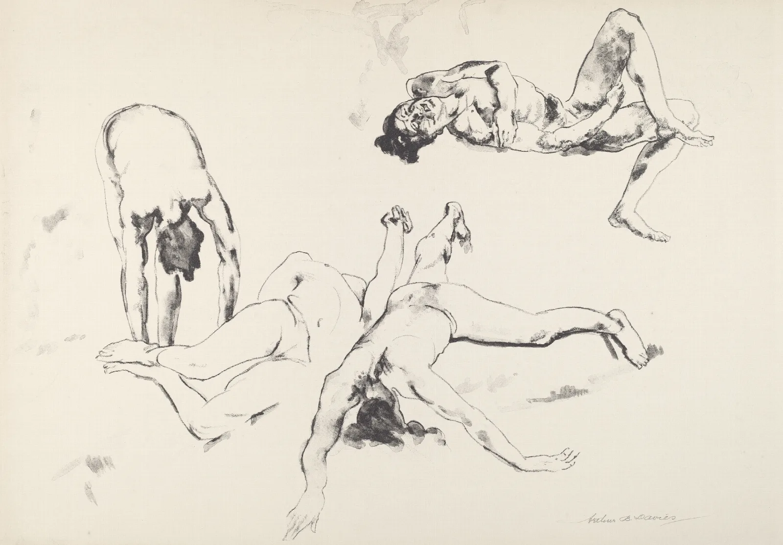 Men In Agony Wall Art by Arthur Bowen Davies - Canvas Print