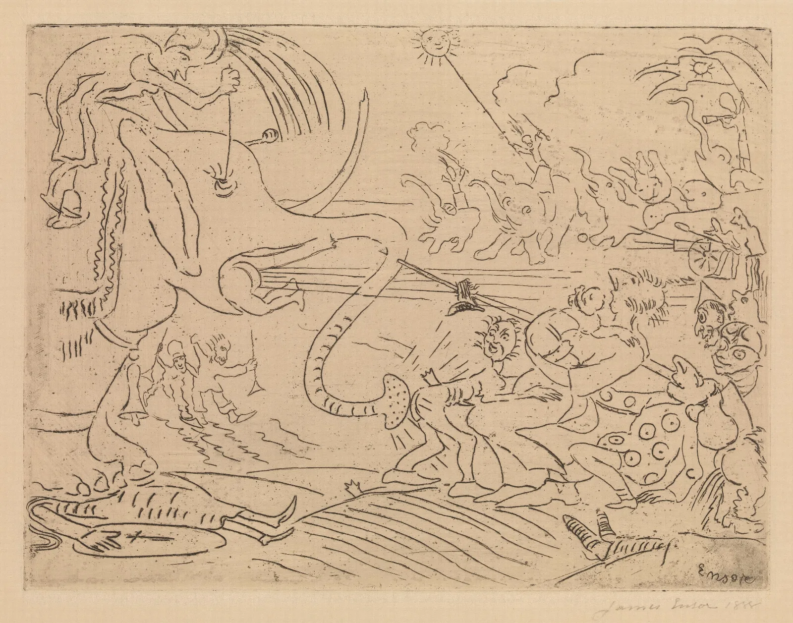 The Elephants Joke Wall Art by James Ensor - Canvas Print